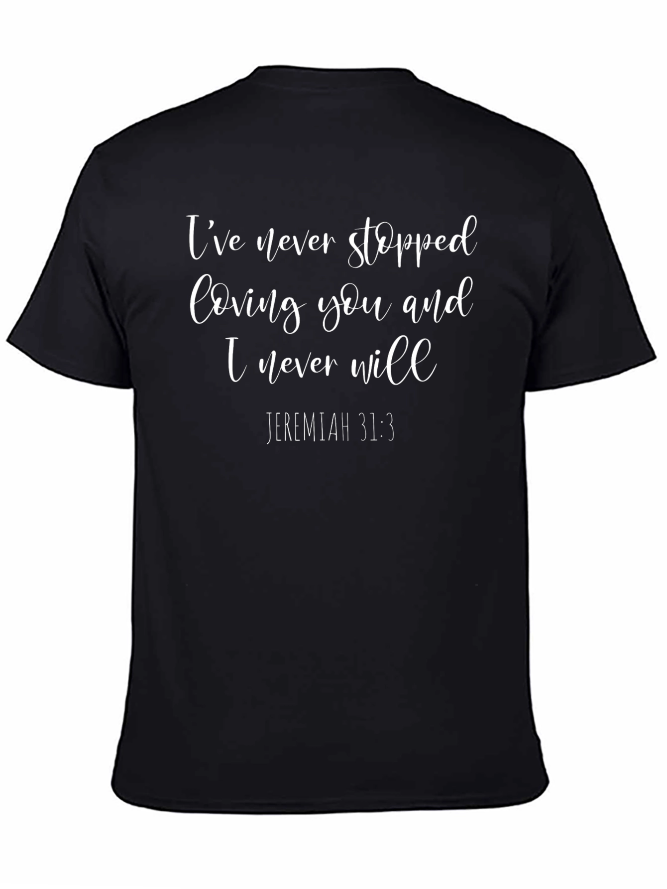 Camiseta Negra con Mensaje Inspirador - Jeremías 31:3
