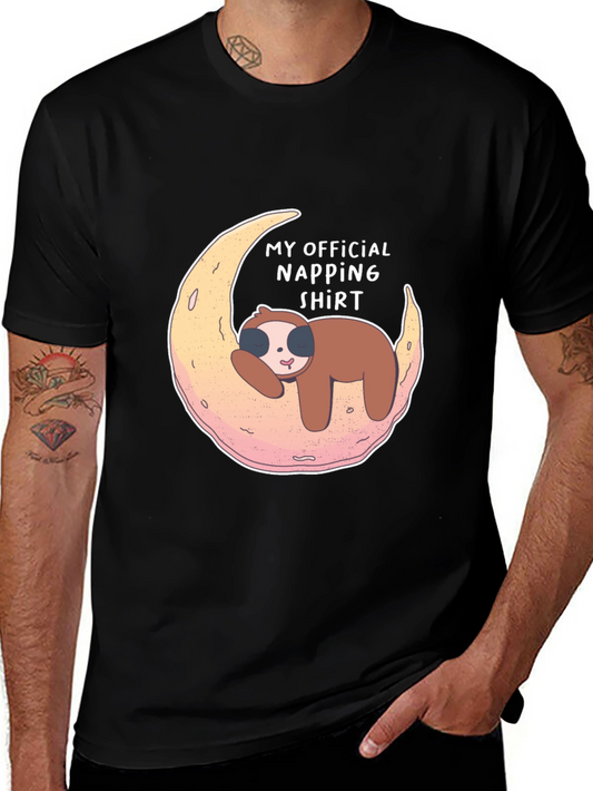 Camiseta Negra My Official Napping Shirt con Perezoso