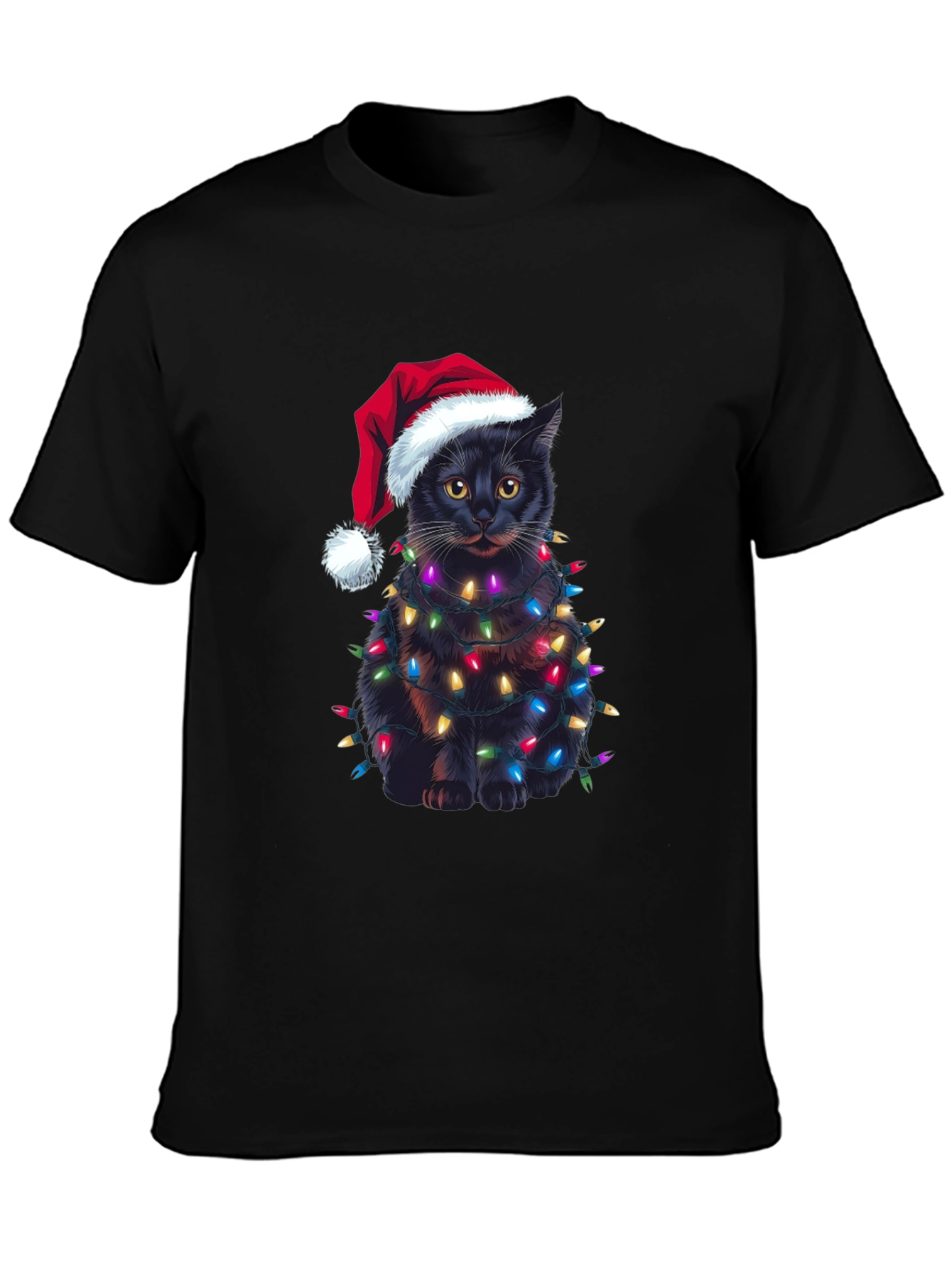 Camiseta Gato Navideño con Luces - Regalo Divertido