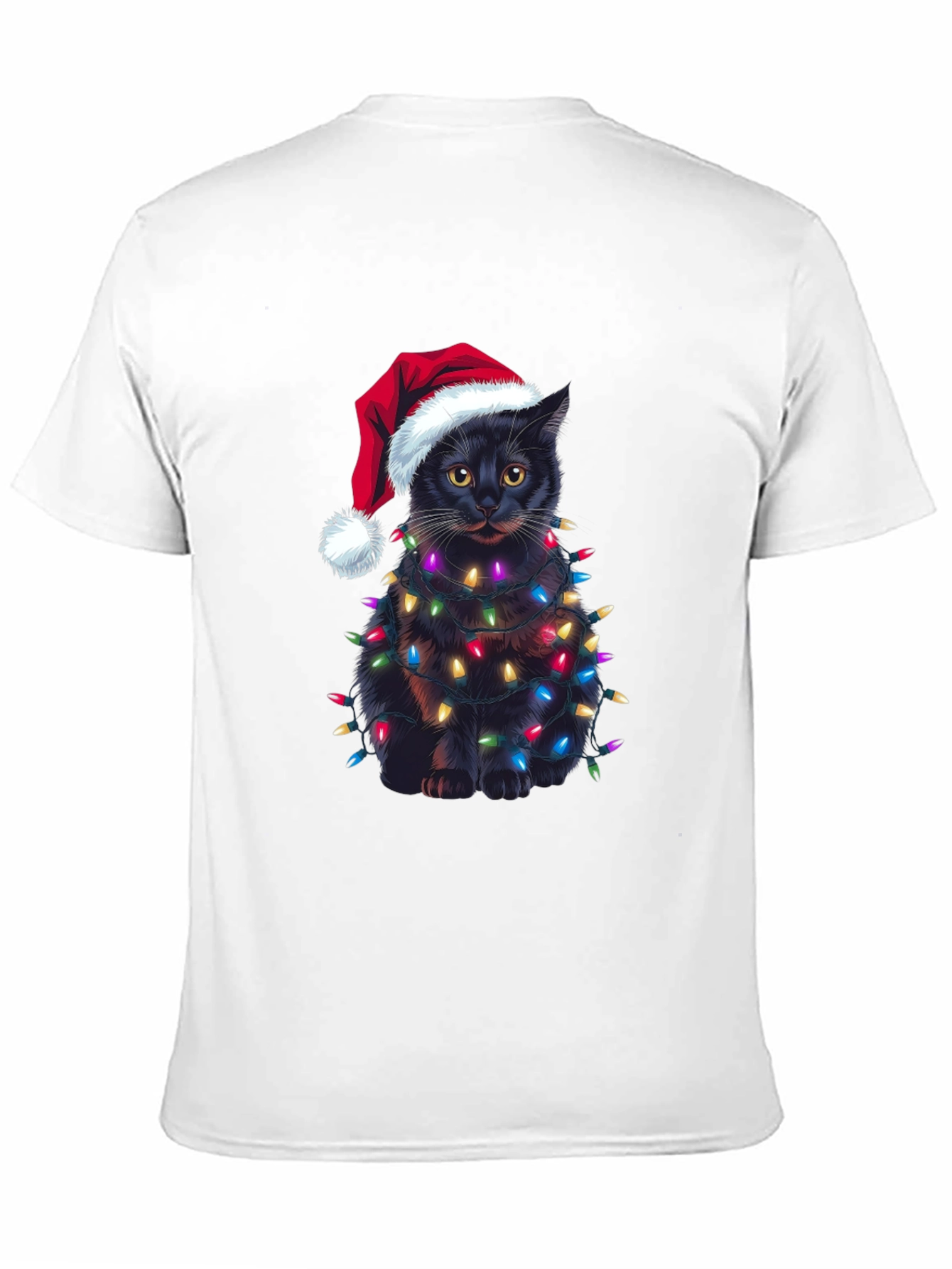 Camiseta Gato Navideño con Luces - Regalo Divertido