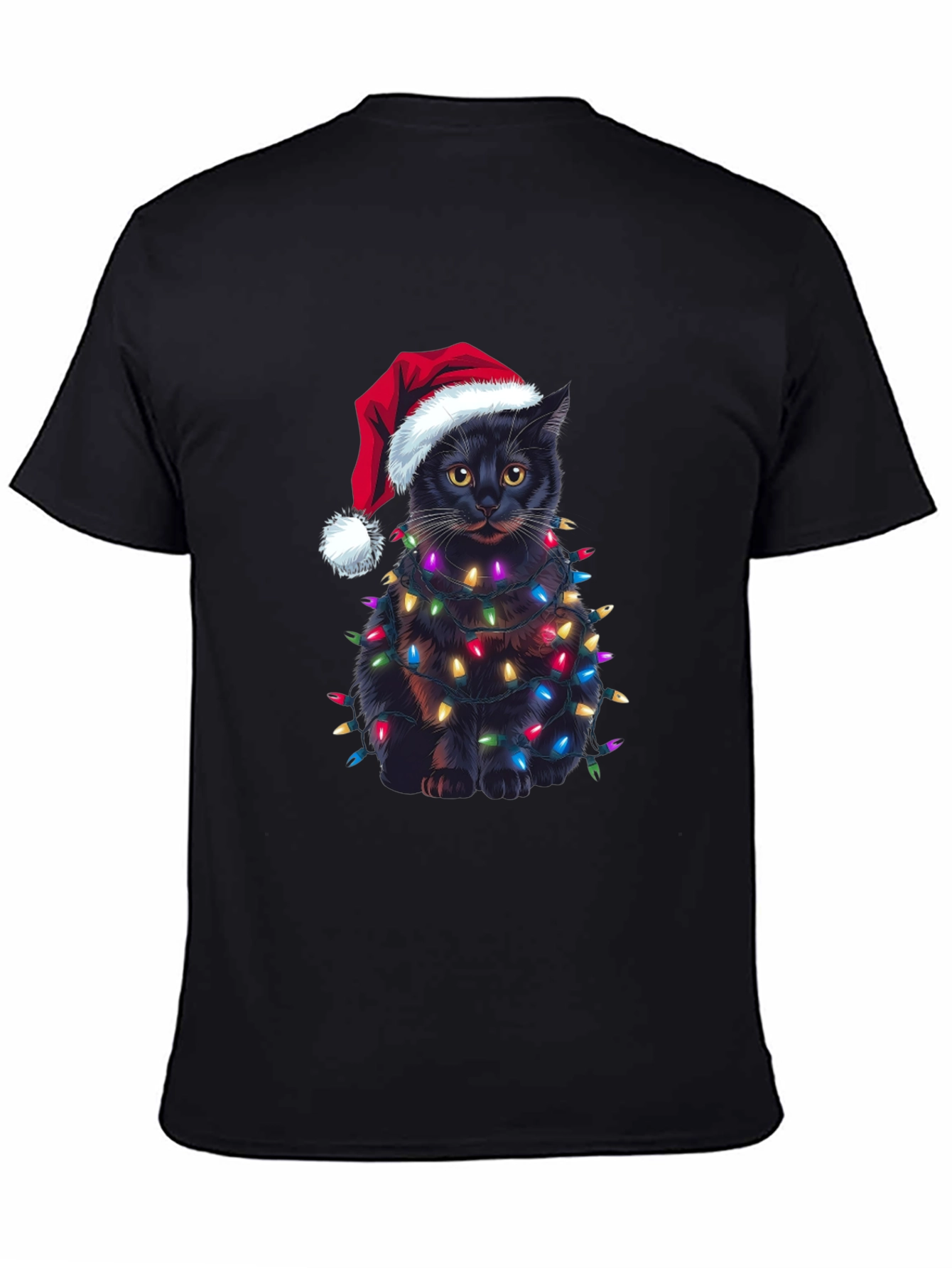 Camiseta Gato Navideño con Luces - Regalo Divertido