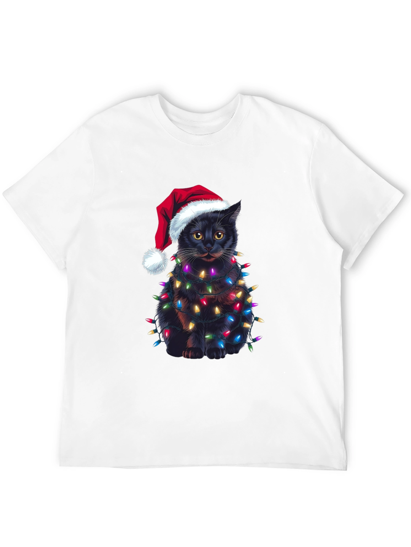 Camiseta Gato Navideño con Luces - Regalo Divertido