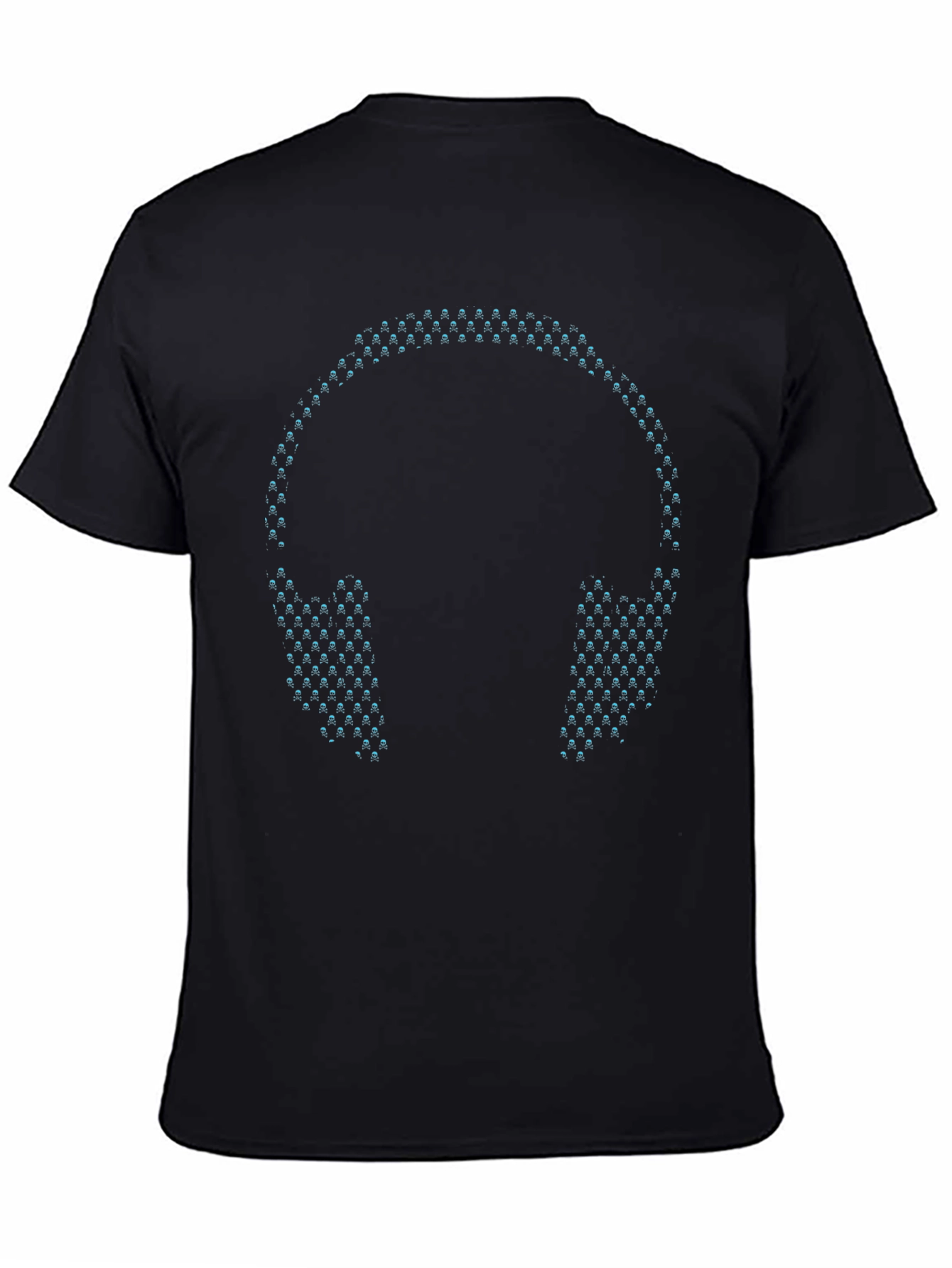 Camiseta Negra con Diseño de Auriculares Luminosos