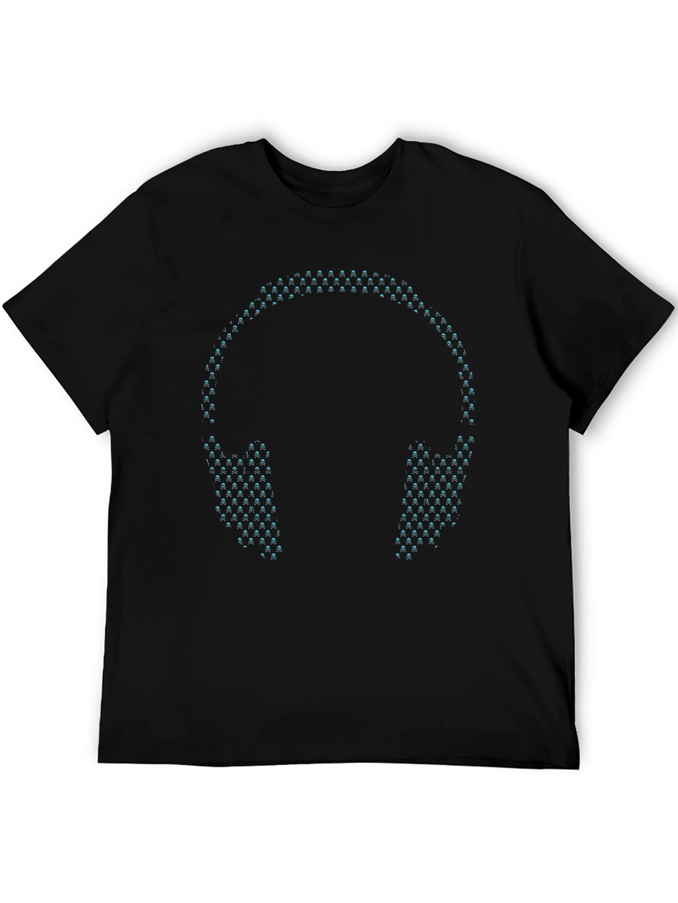 Camiseta Negra con Diseño de Auriculares Luminosos