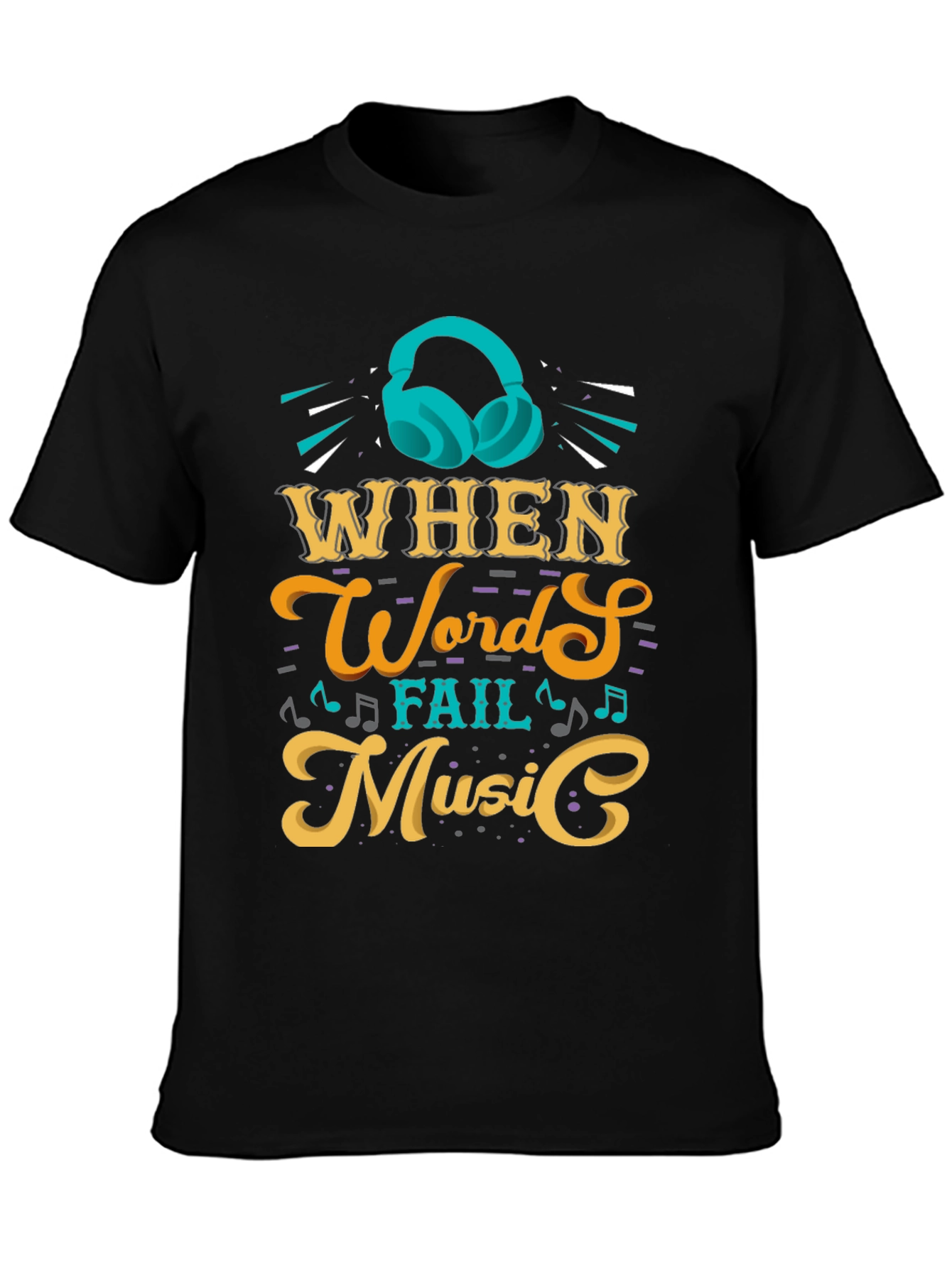 Camiseta Negra con Diseño de Música
