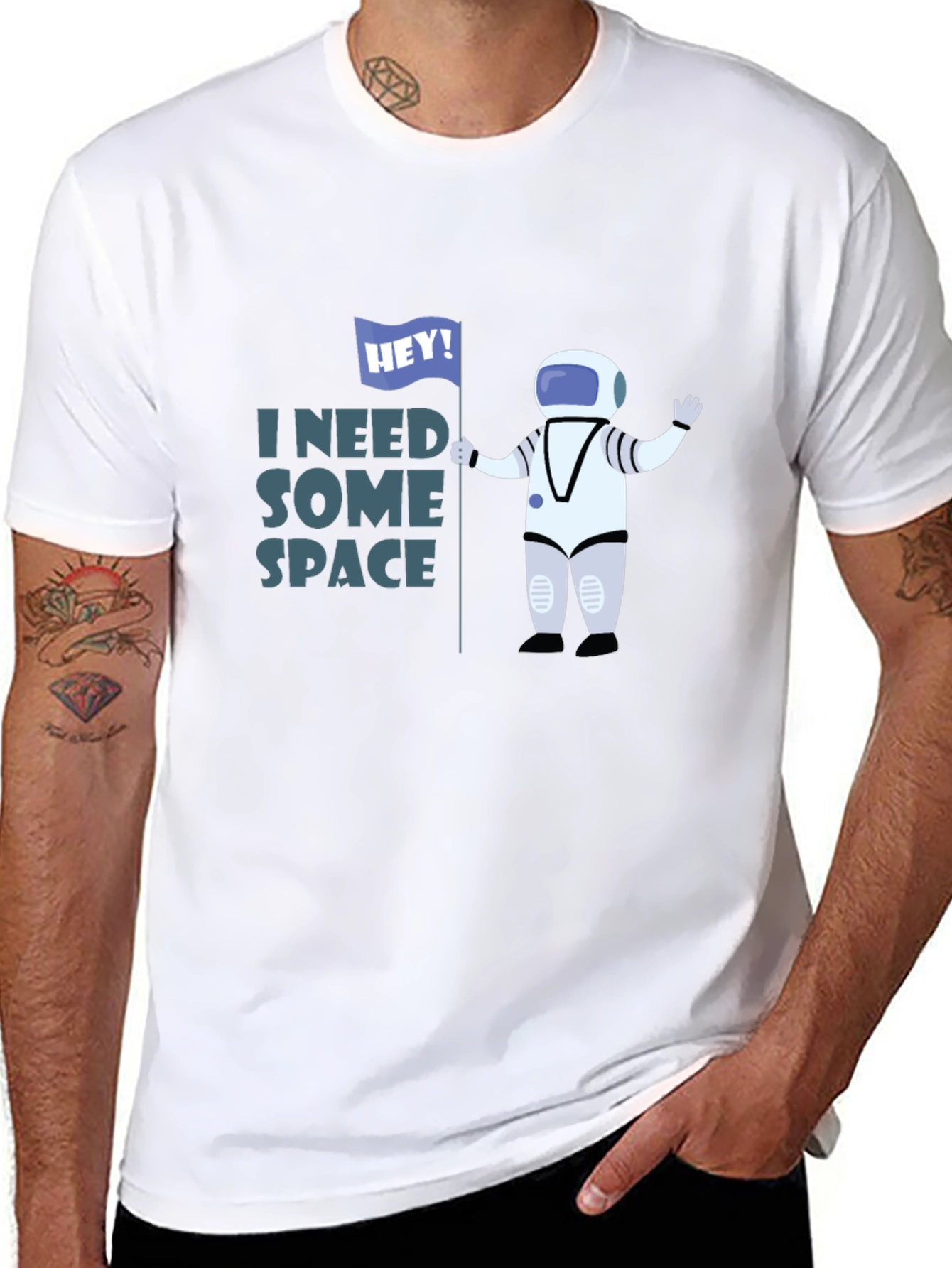 Camiseta Negra Necesito Espacio Astronauta Divertido