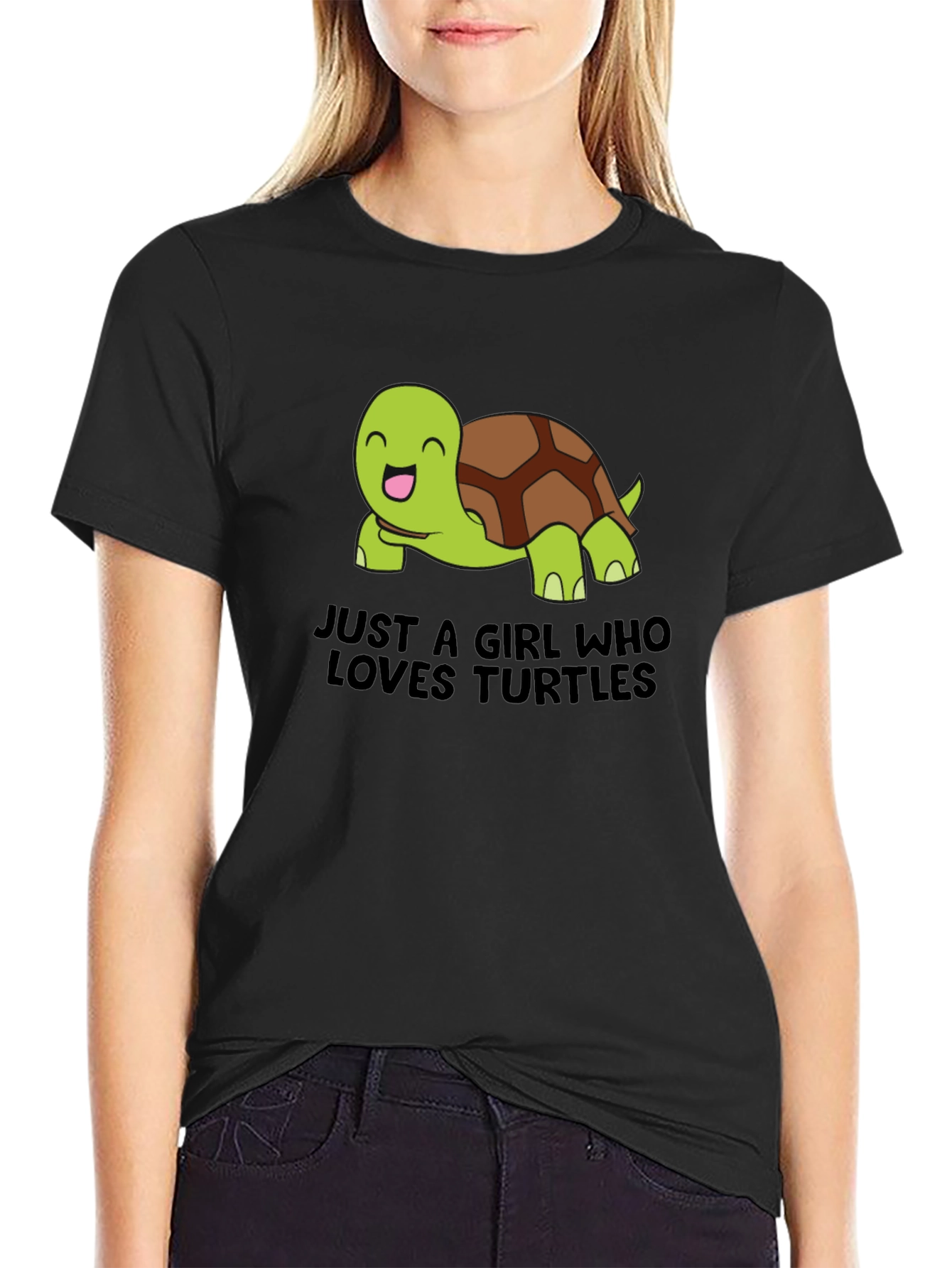 Camiseta Negra Just a Girl Who Loves Turtles