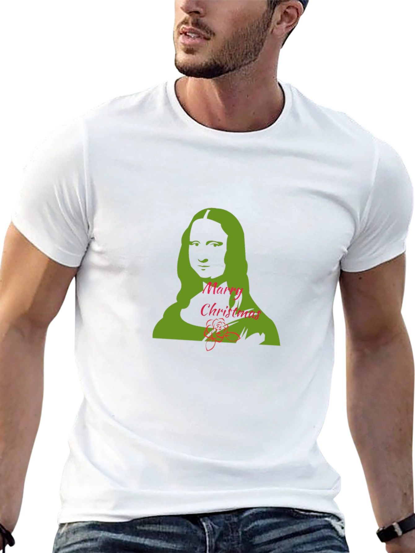 Camiseta Hombre Mona Lisa Navideña