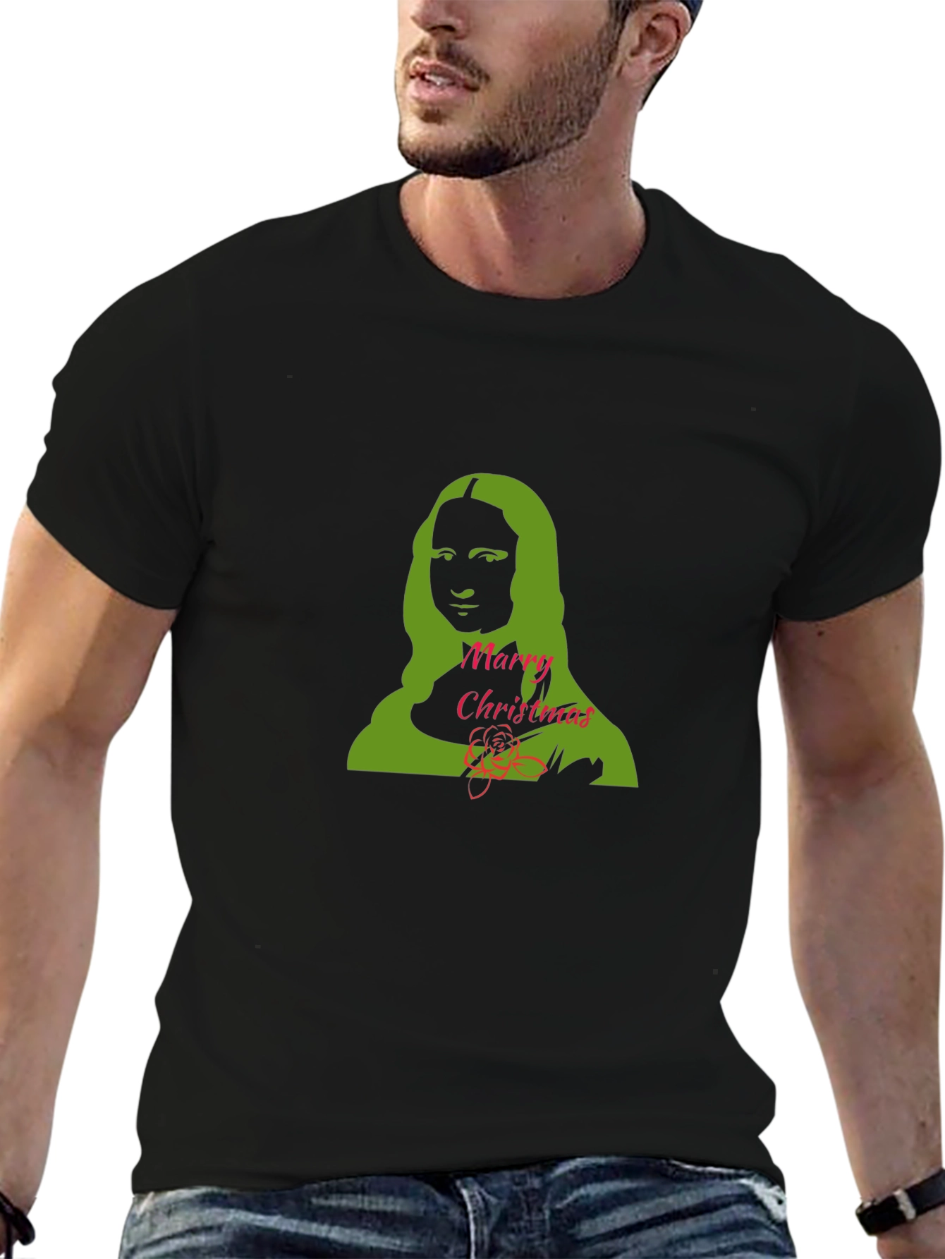 Camiseta Hombre Mona Lisa Navideña