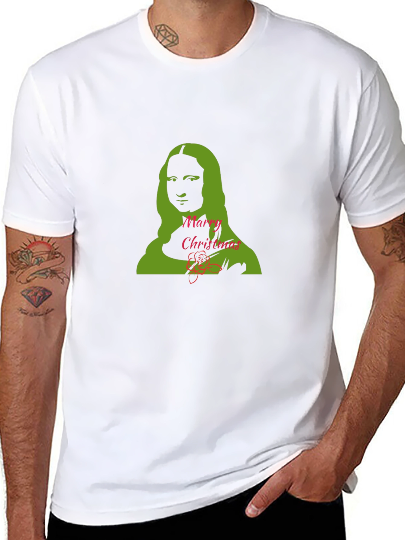 Camiseta Hombre Mona Lisa Navideña