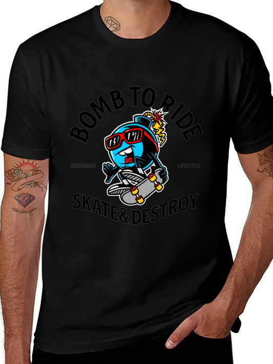 Camiseta Negra Bomb To Ride Skate & Destroy