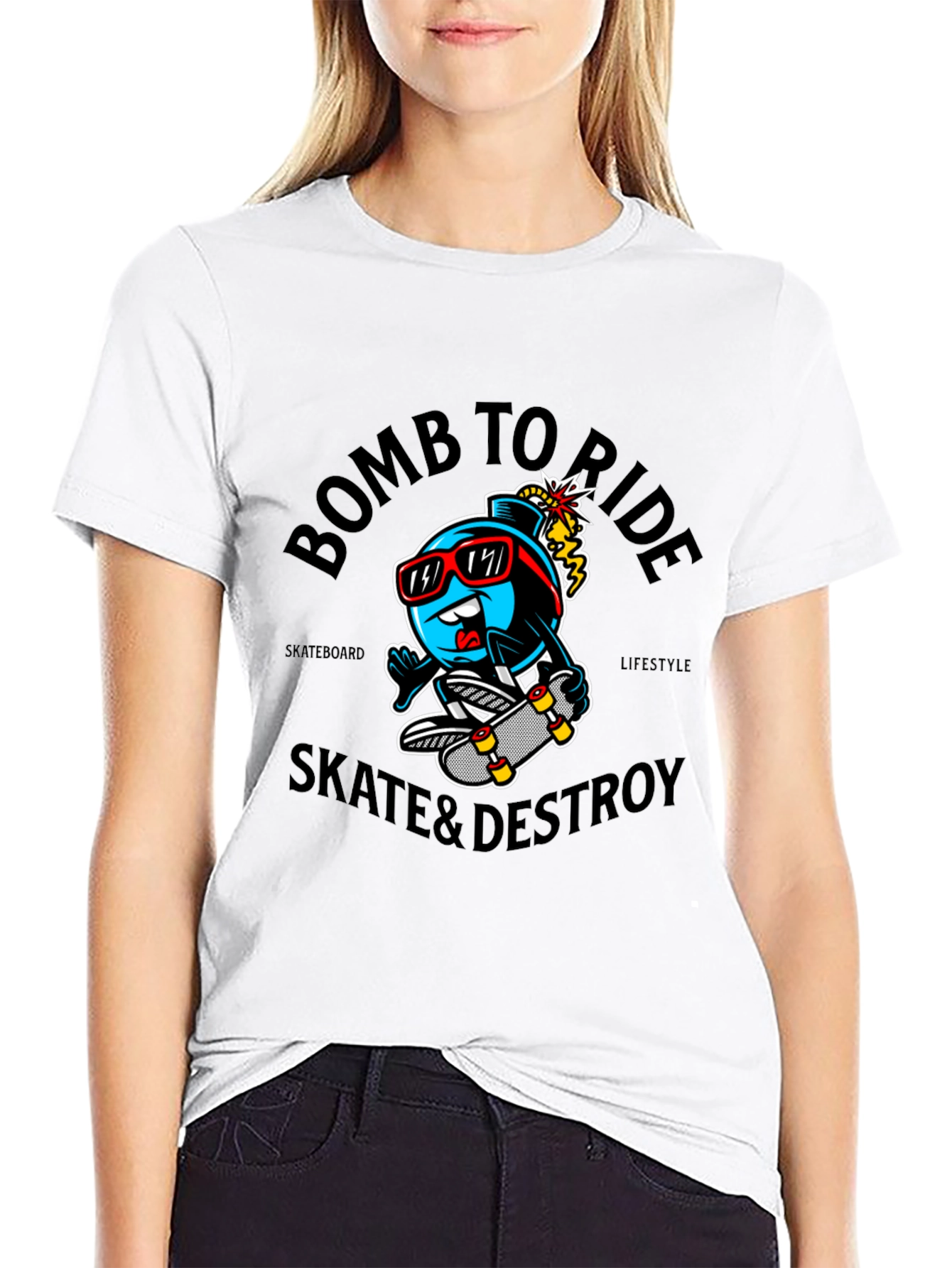 Camiseta Negra Bomb To Ride Skate & Destroy