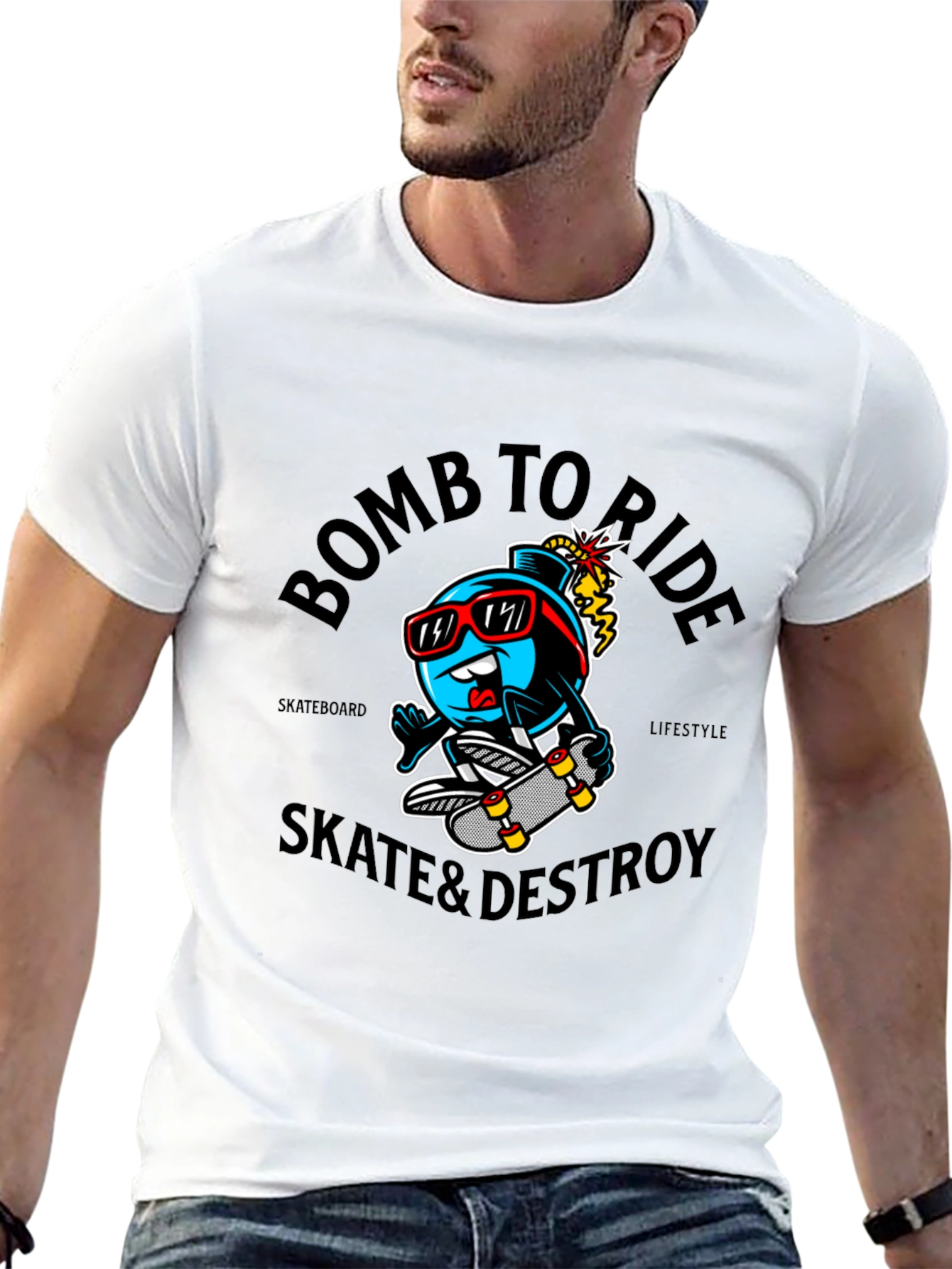 Camiseta Negra Bomb To Ride Skate & Destroy