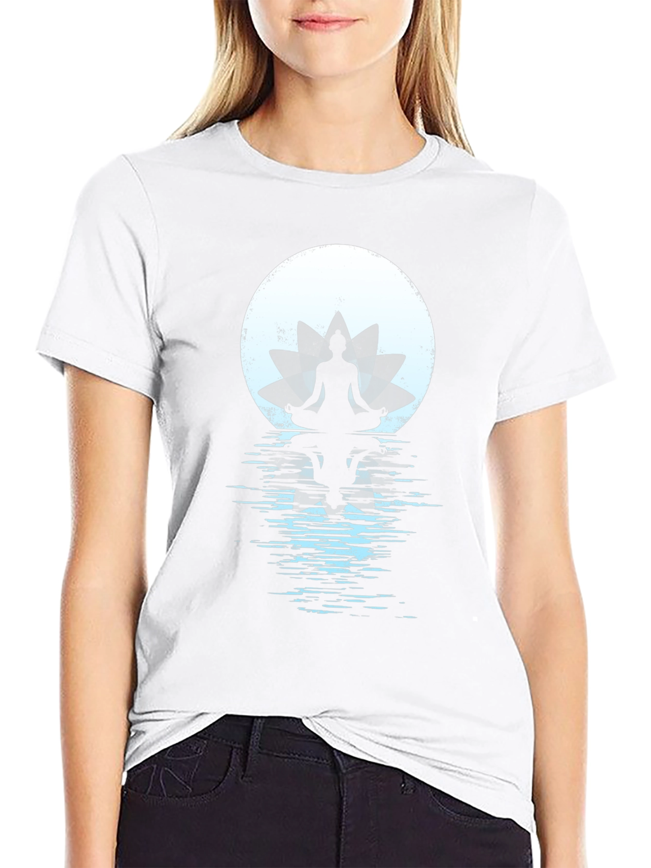 Camiseta Hombre Yoga Lotus Moon Negra