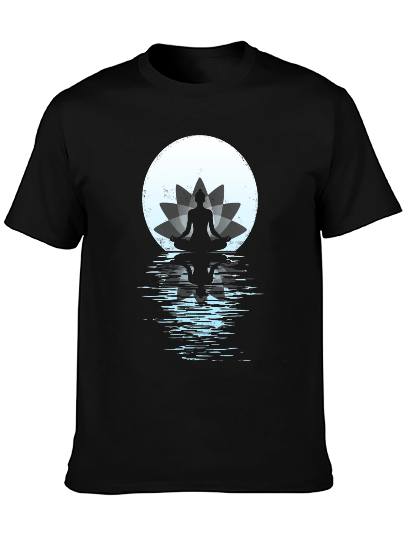 Camiseta Hombre Yoga Lotus Moon Negra