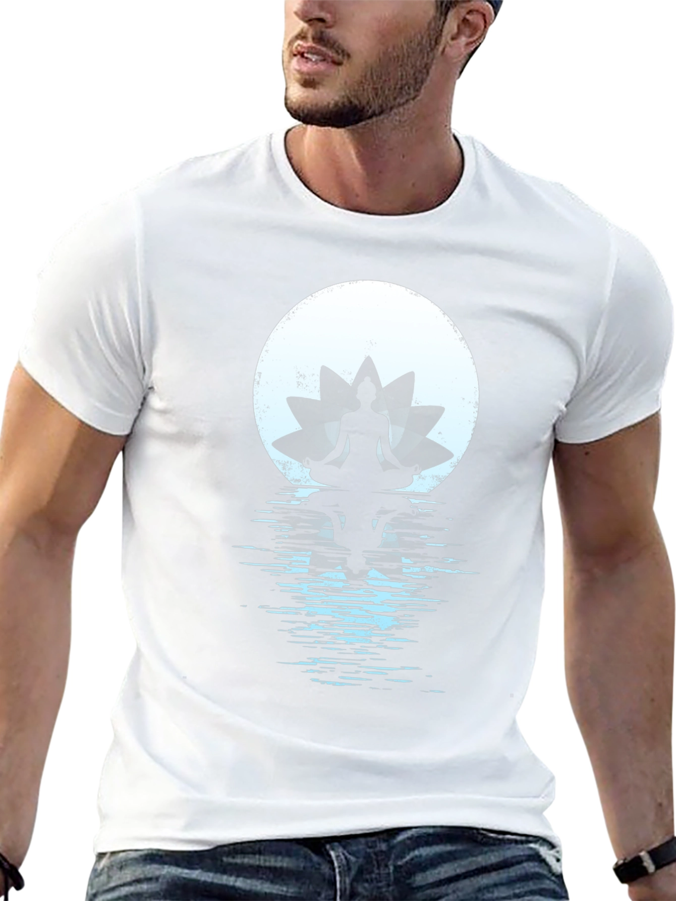 Camiseta Hombre Yoga Lotus Moon Negra