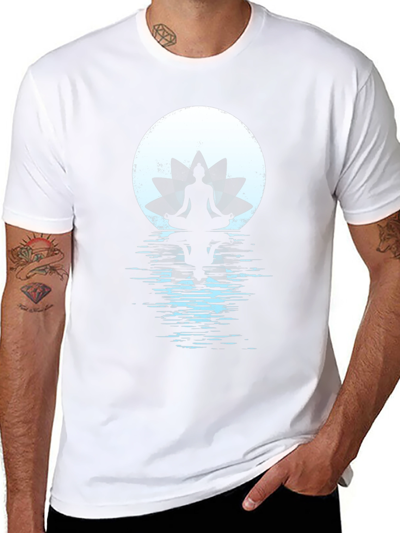 Camiseta Hombre Yoga Lotus Moon Negra