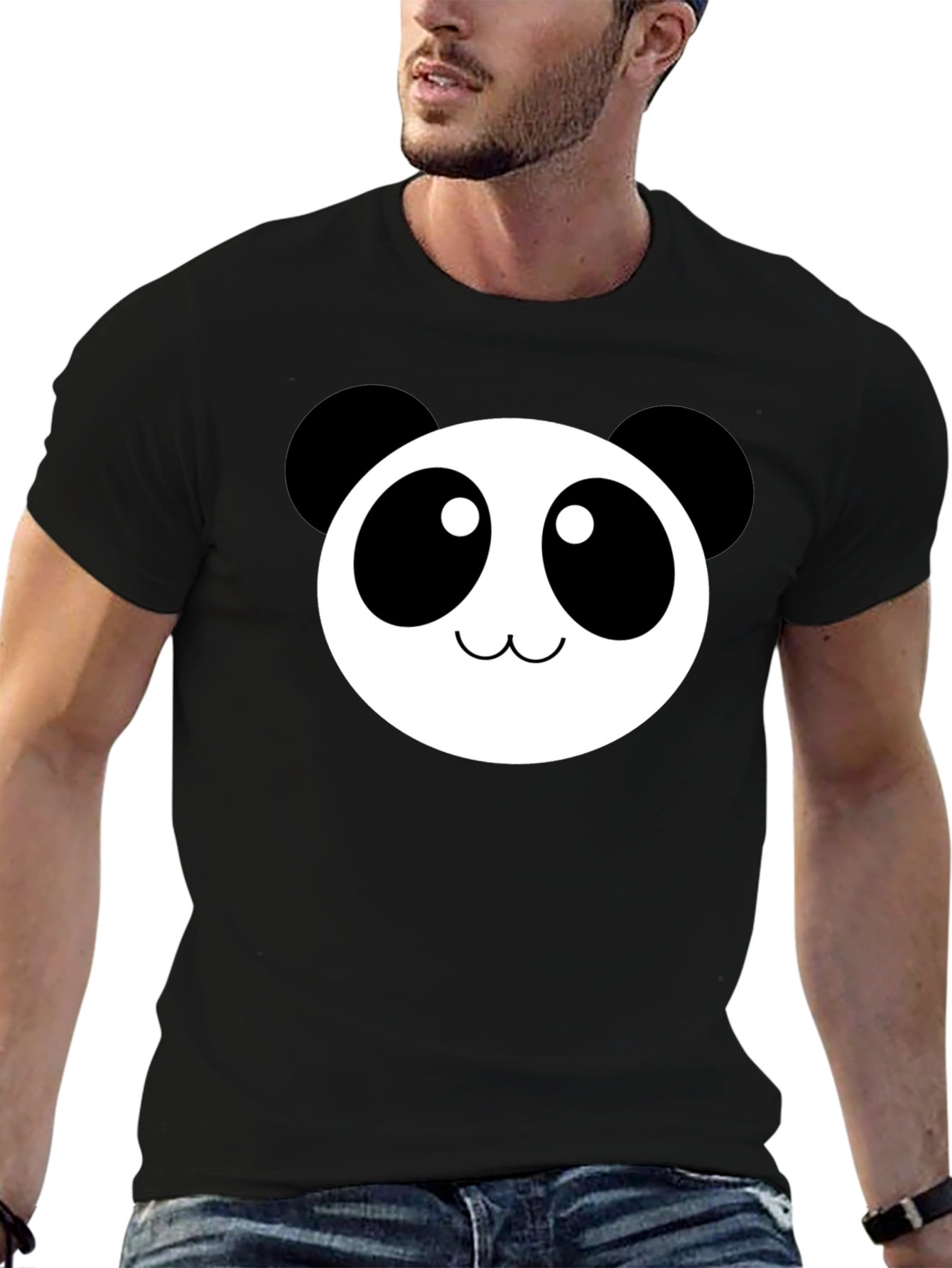 Camiseta Negra con Diseño de Panda