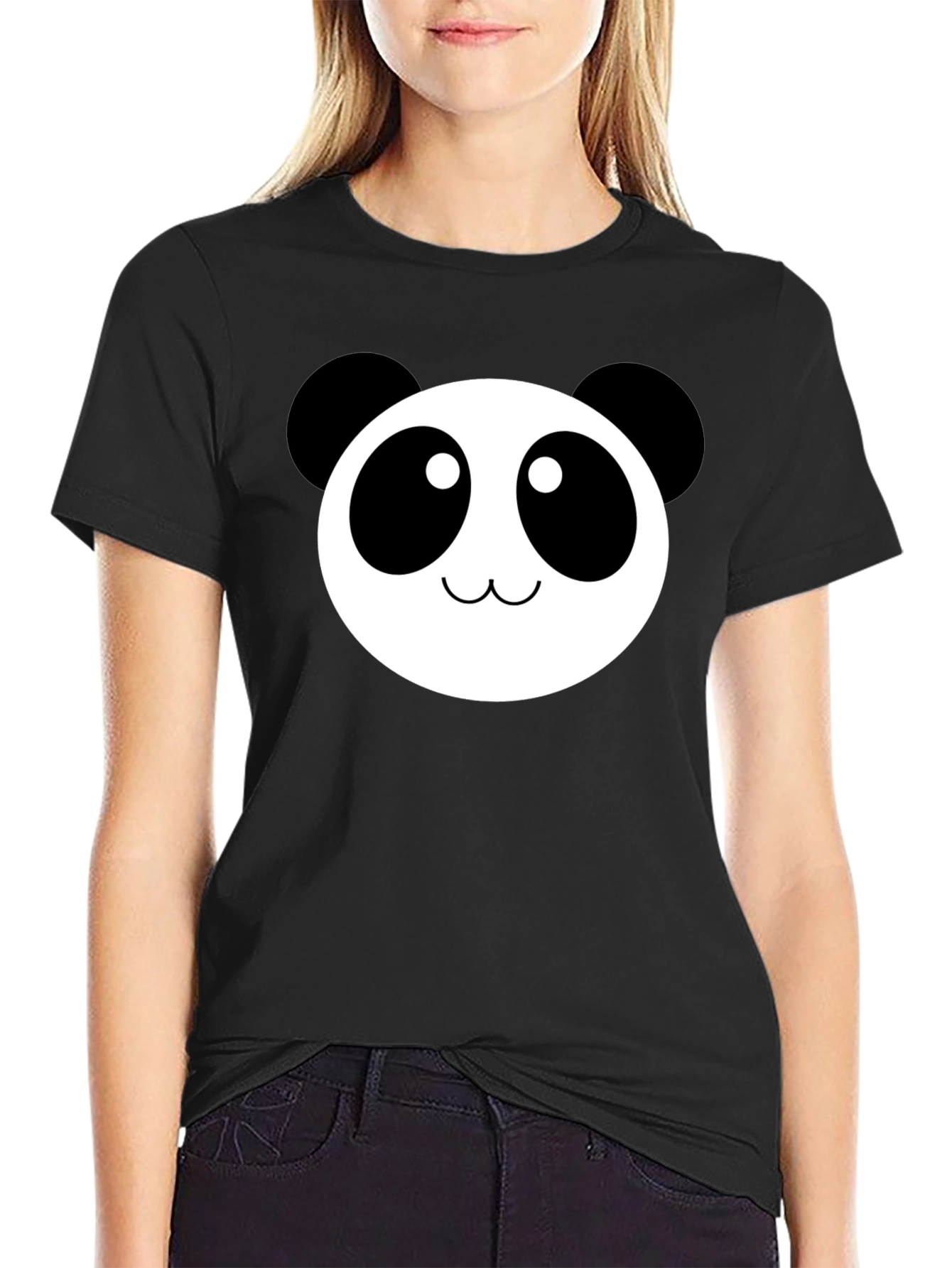 Camiseta Negra con Diseño de Panda