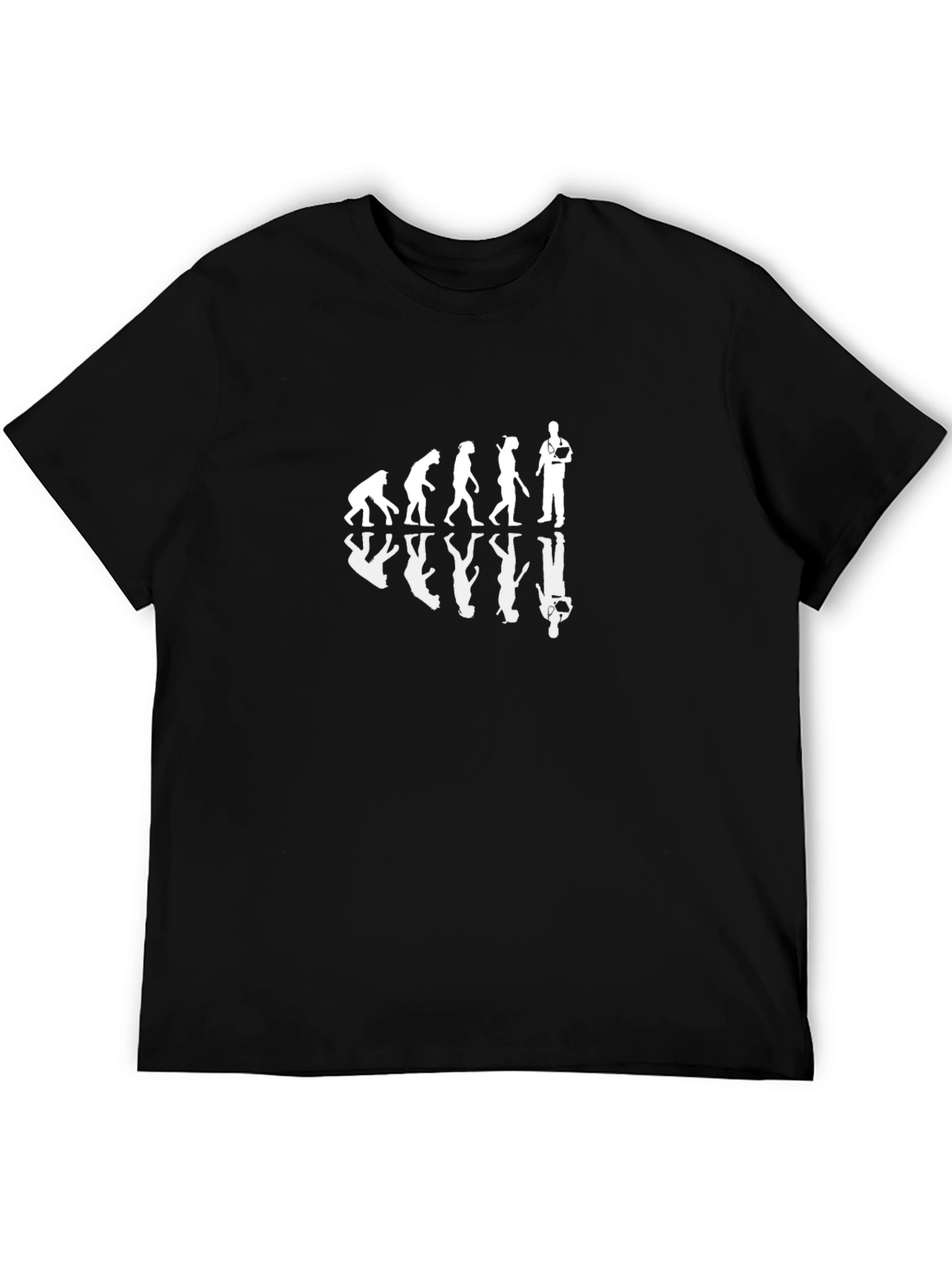Camiseta Negra Evolución Humana con Reflejo