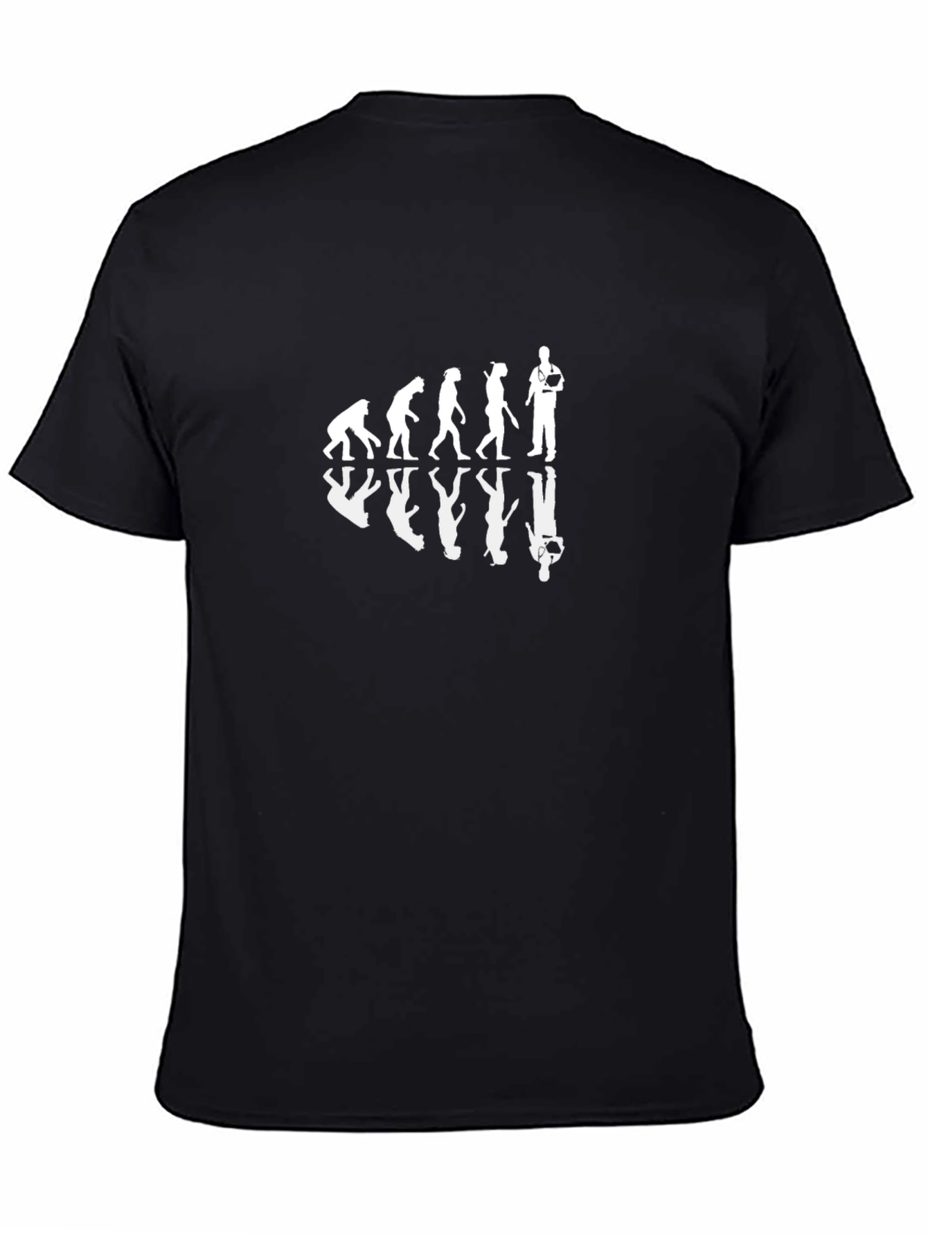 Camiseta Negra Evolución Humana con Reflejo