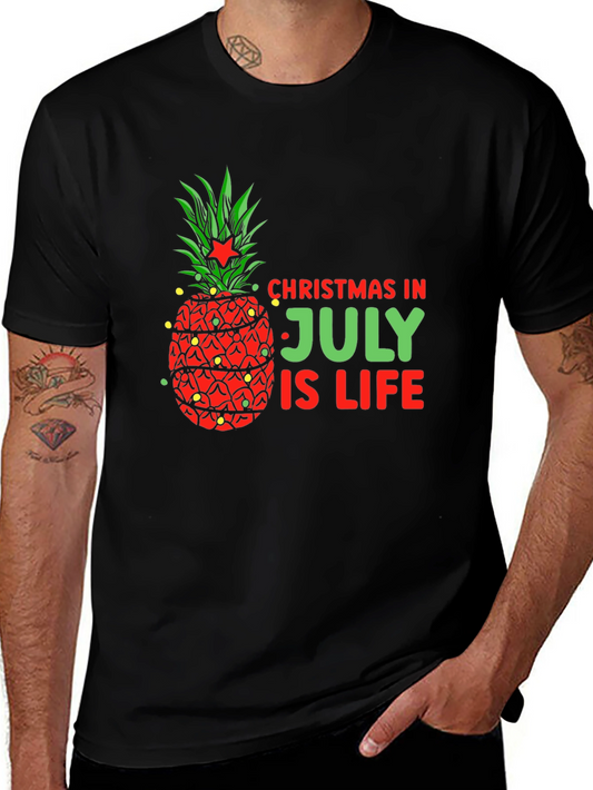 Camiseta Negra Navideña con Piña en Julio