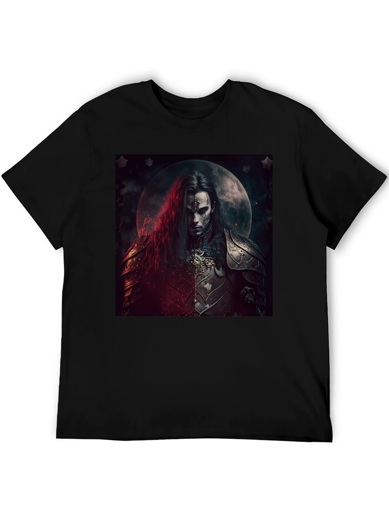 Camiseta Negra Guerrero Gótico Luna Llena