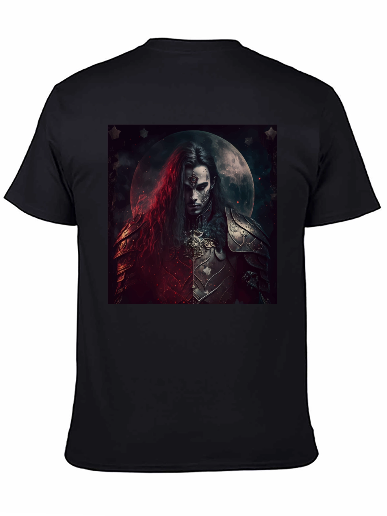 Camiseta Negra Guerrero Gótico Luna Llena