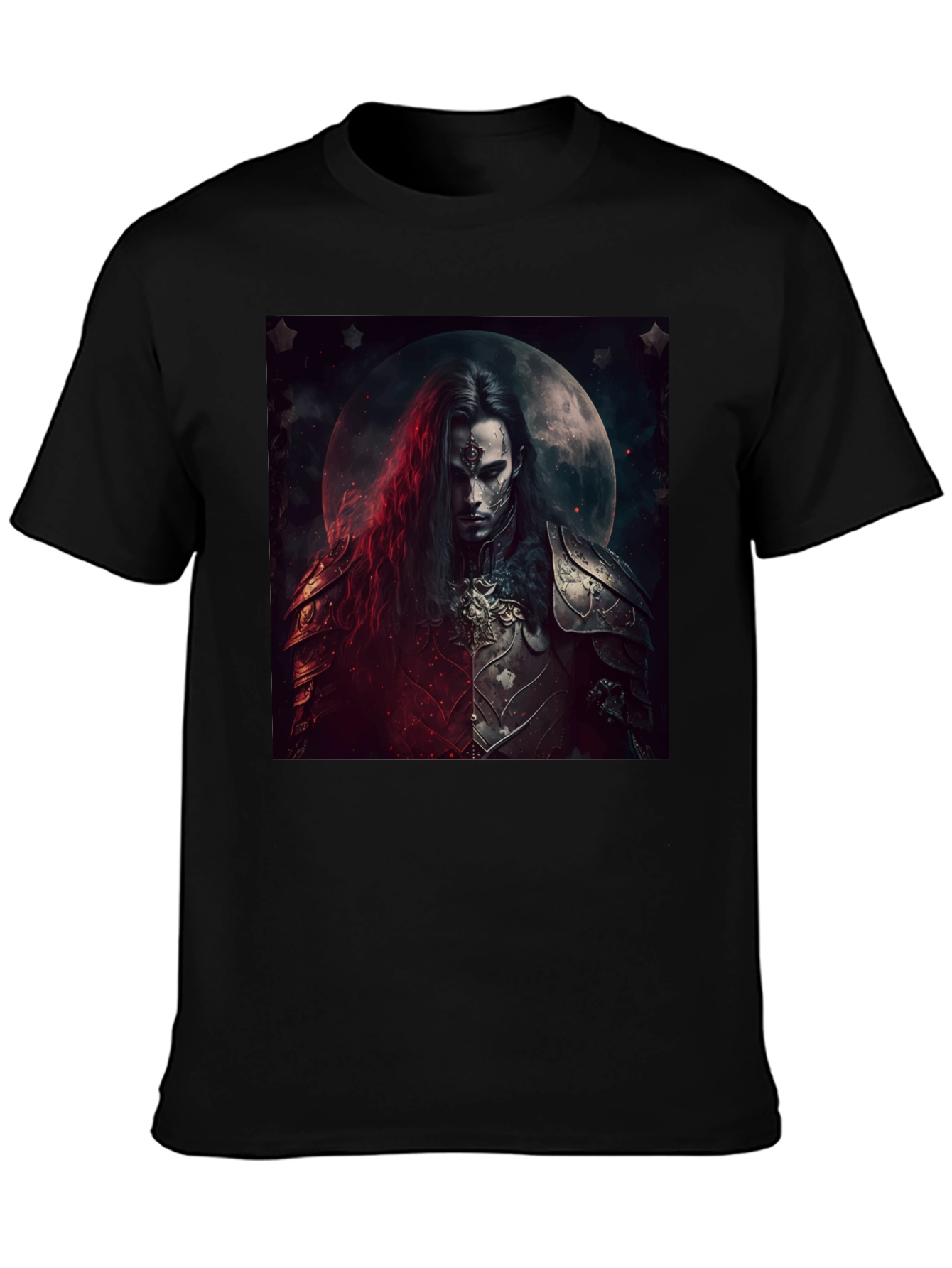 Camiseta Negra Guerrero Gótico Luna Llena