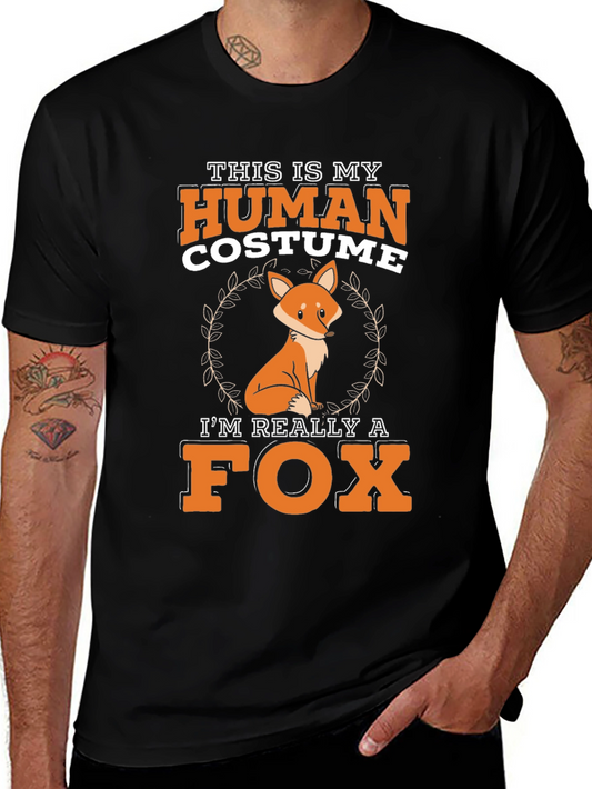 Camiseta Negra Diseño Soy un Zorro disfrazado de Humano