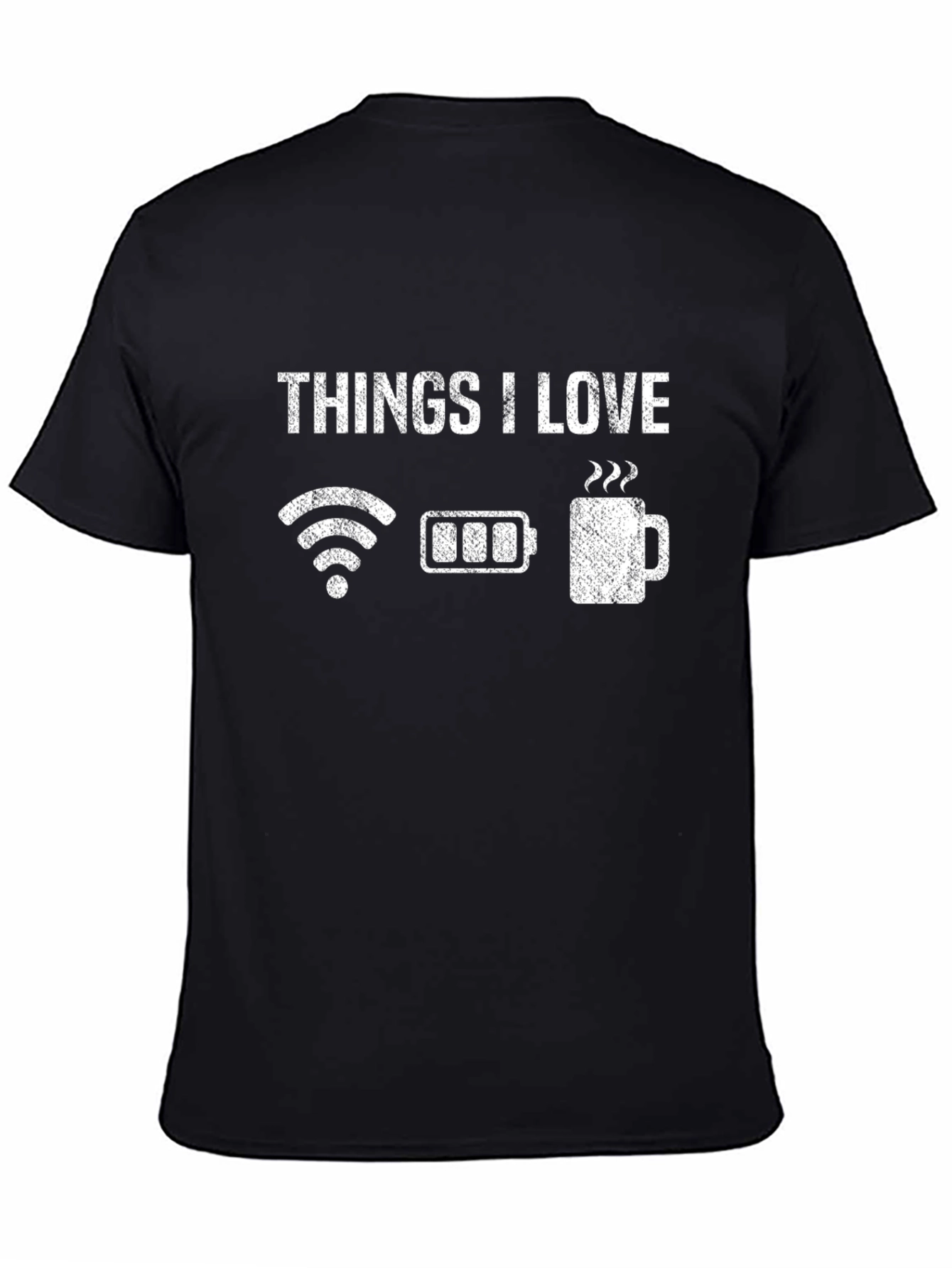 Camiseta Negra Cosas que Amo - WiFi Batería Café
