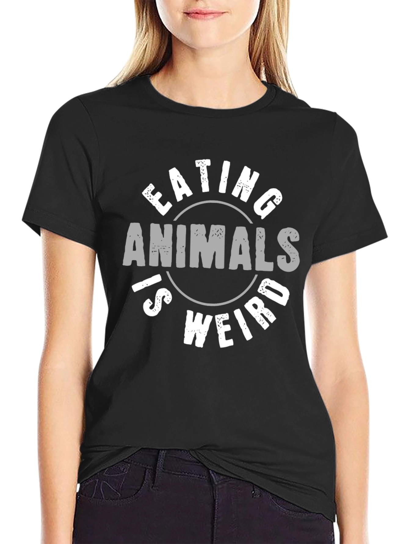 Camiseta Negra Unisex con Diseño Vegano