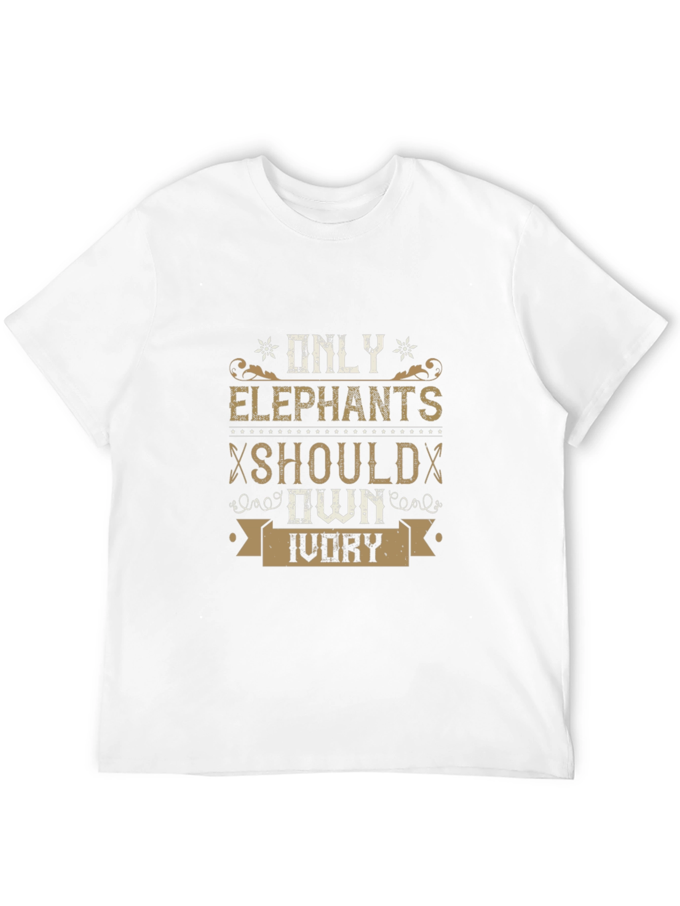 Camiseta Negra con Diseño Elefantes y Marfil