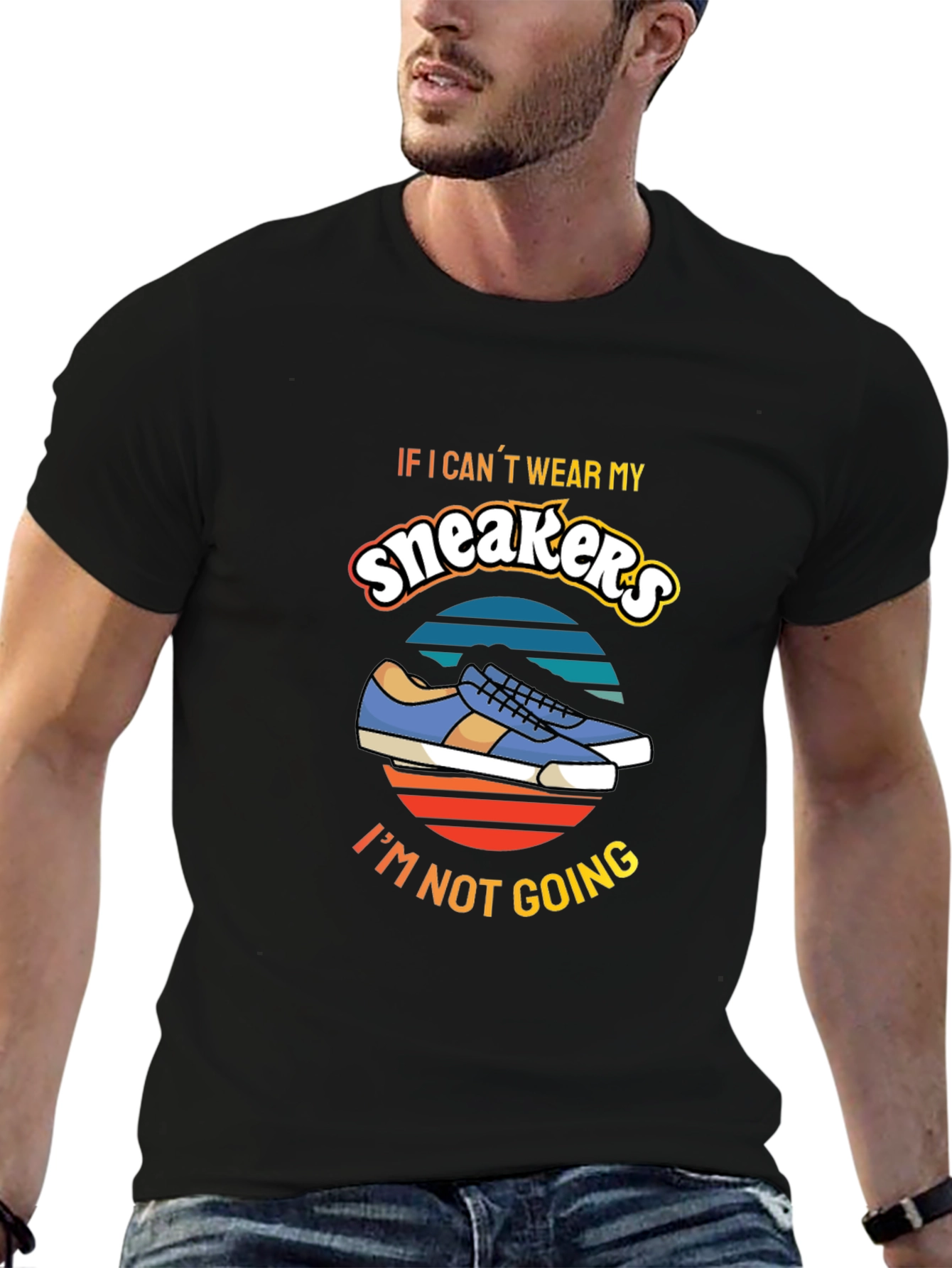 Camiseta Negra con Diseño de Zapatillas Sneakers