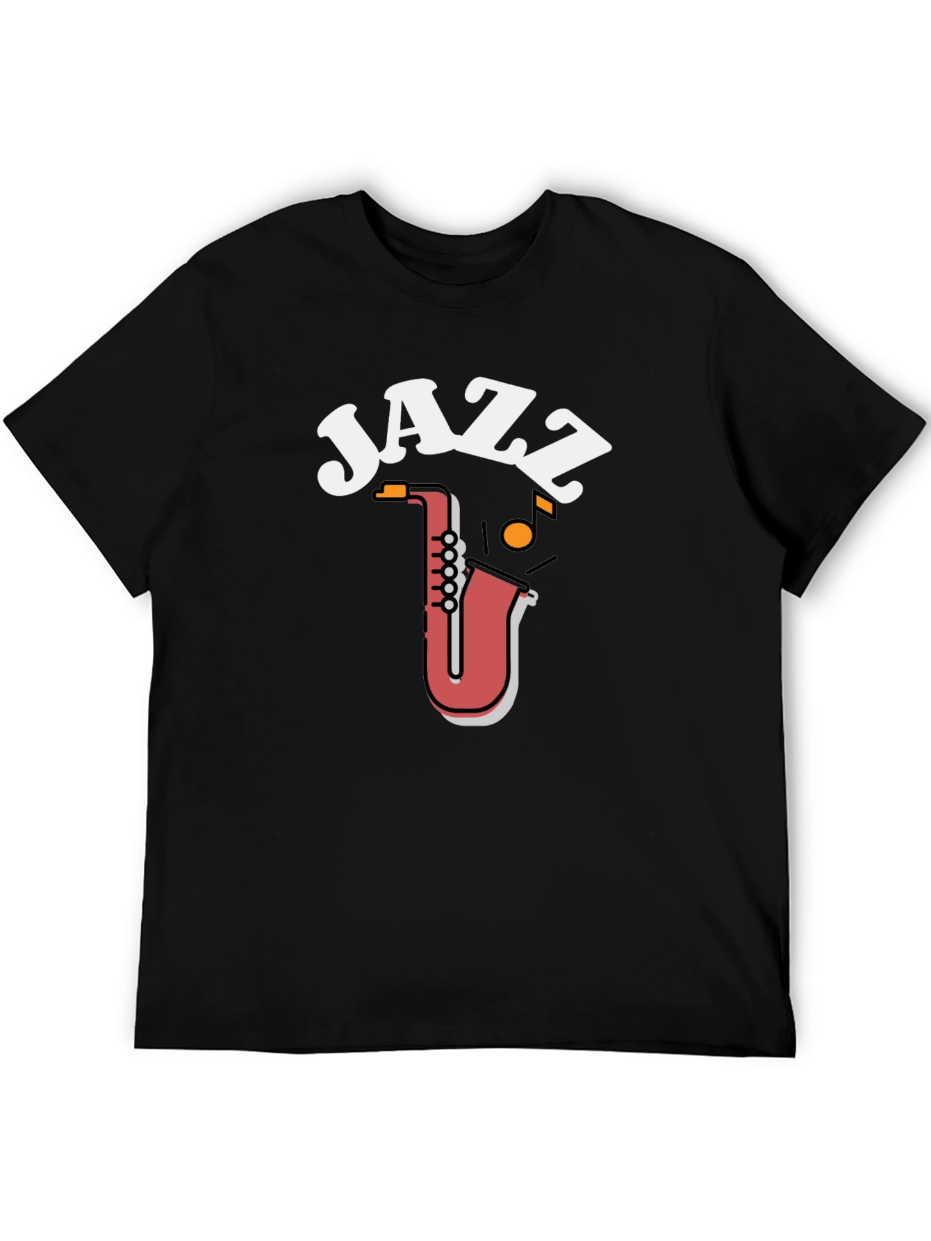 Camiseta Negra Diseño Jazz Saxofón para Hombre