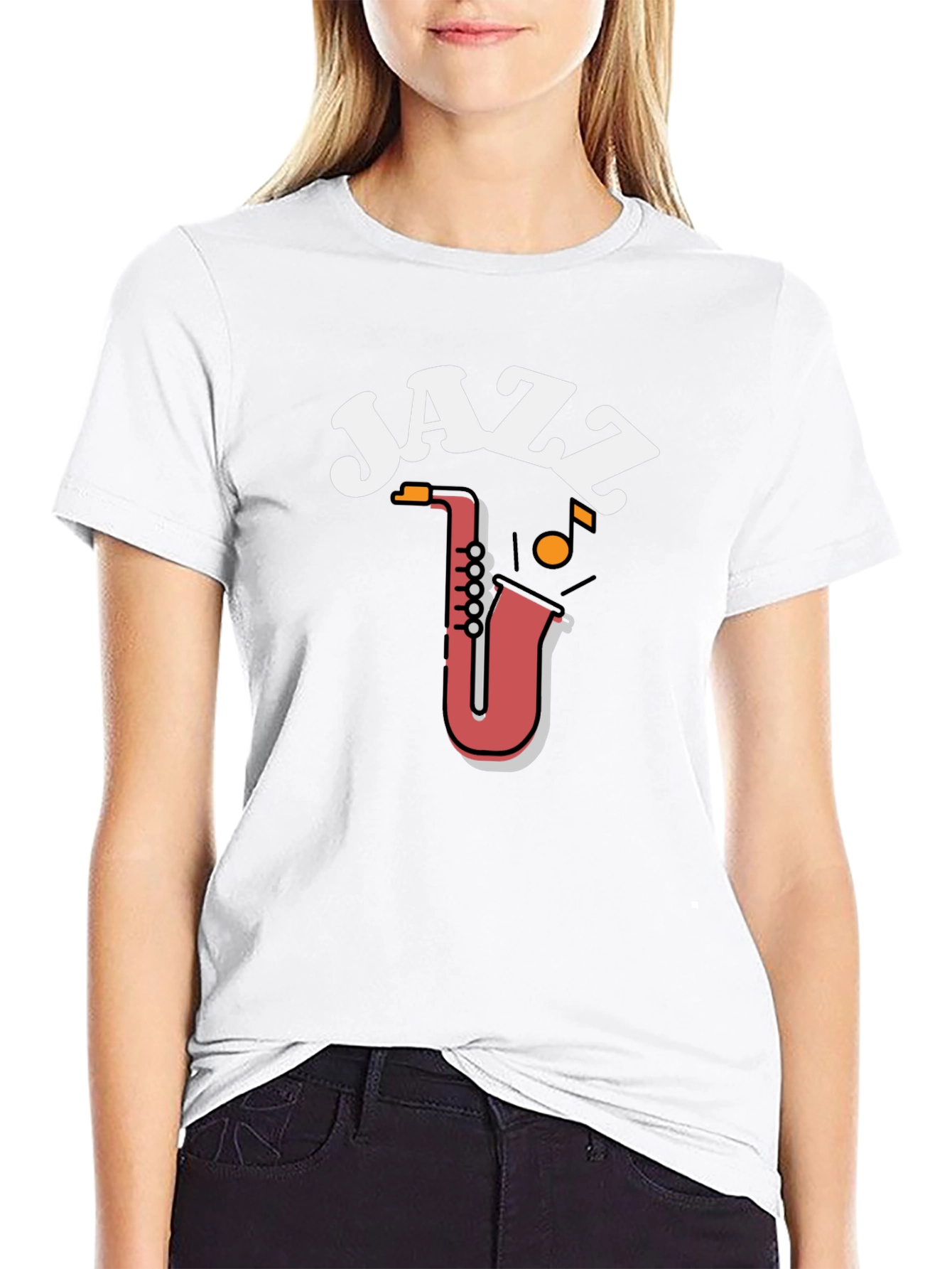 Camiseta Negra Diseño Jazz Saxofón para Hombre