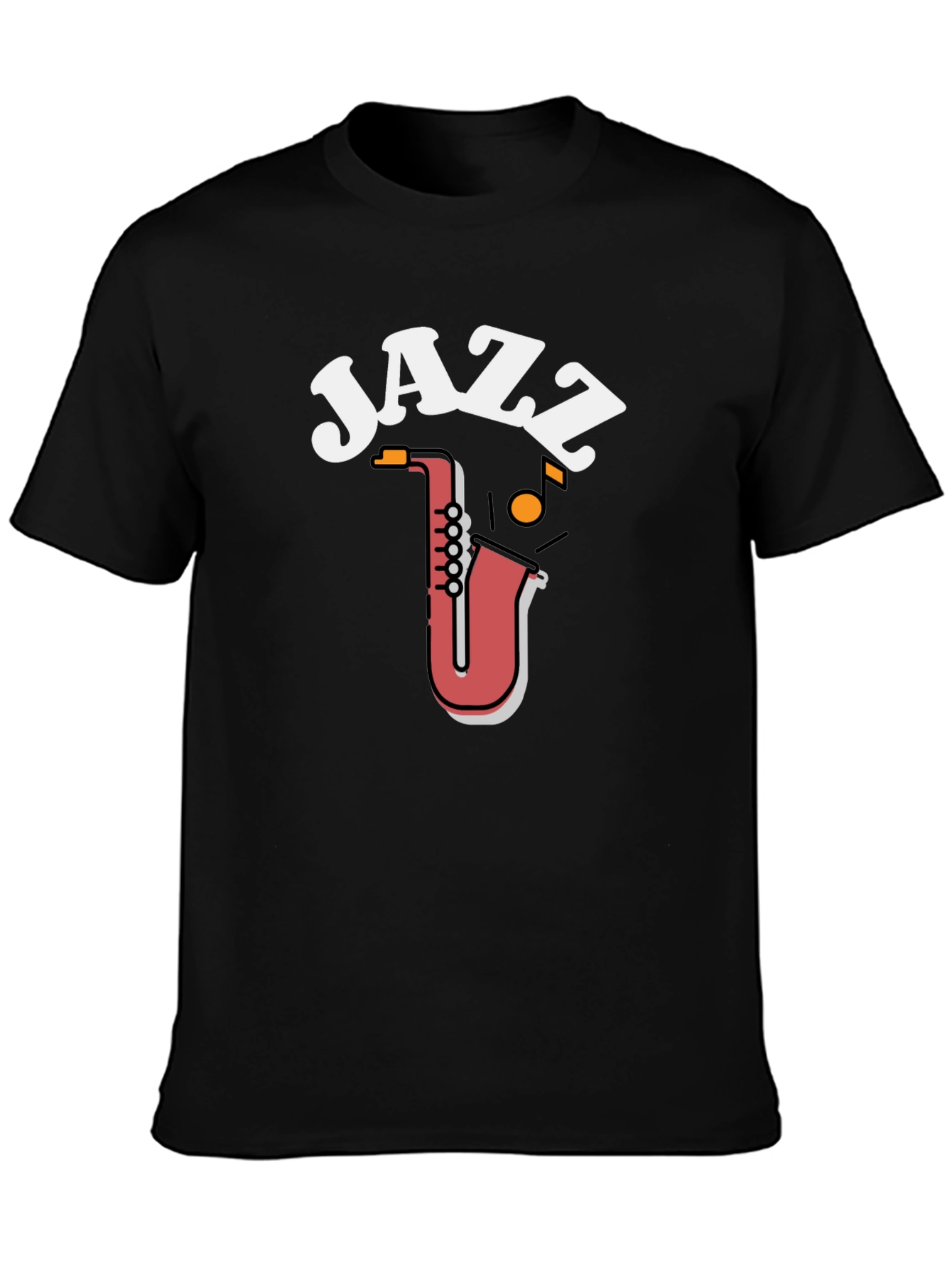 Camiseta Negra Diseño Jazz Saxofón para Hombre