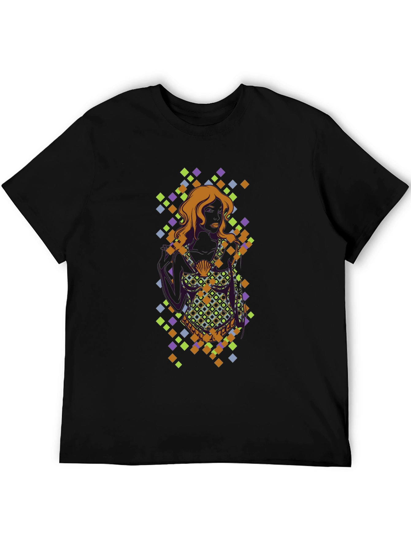 Camiseta Negra con Diseño Mujer y Diamantes