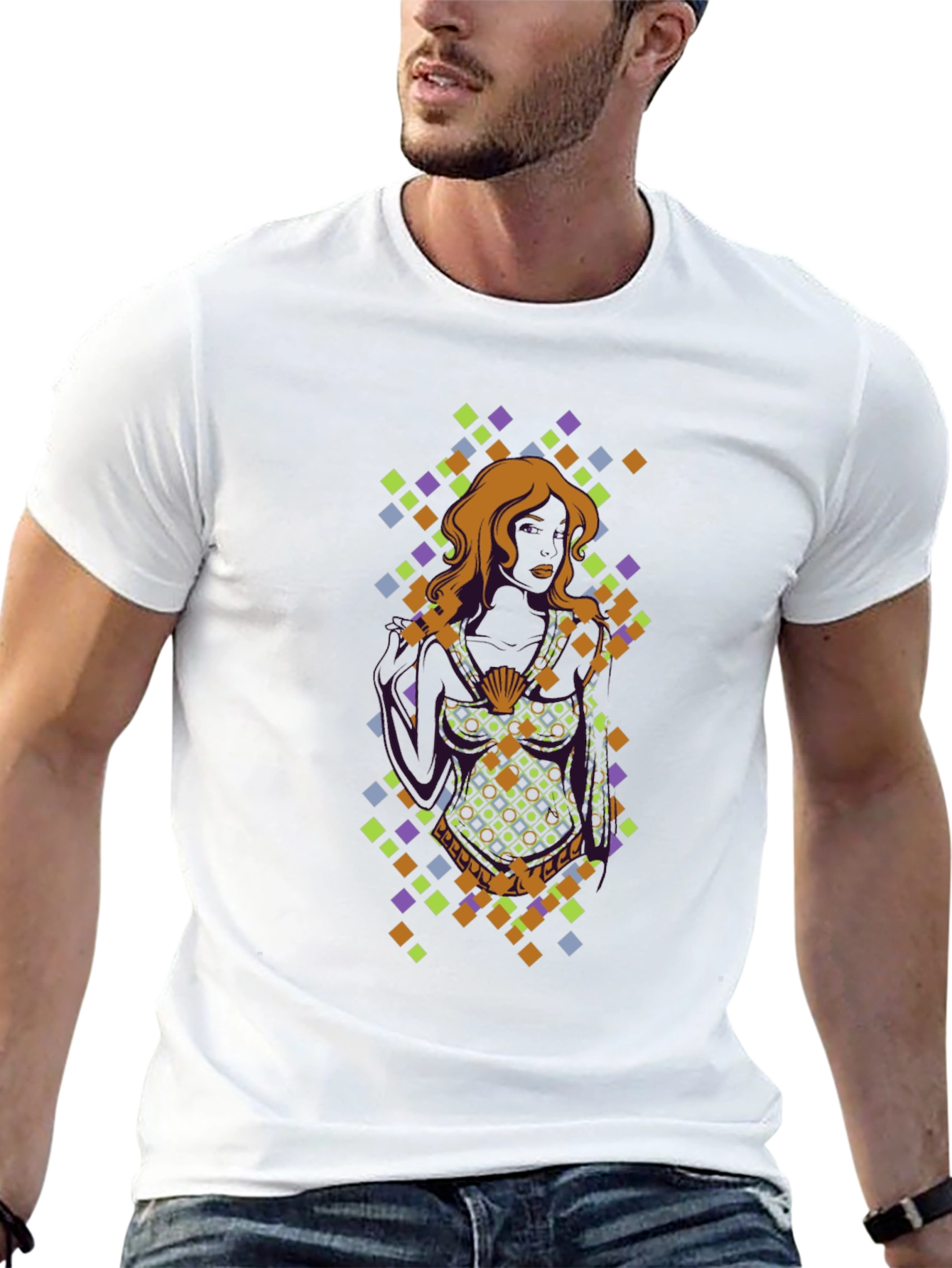 Camiseta Negra con Diseño Mujer y Diamantes