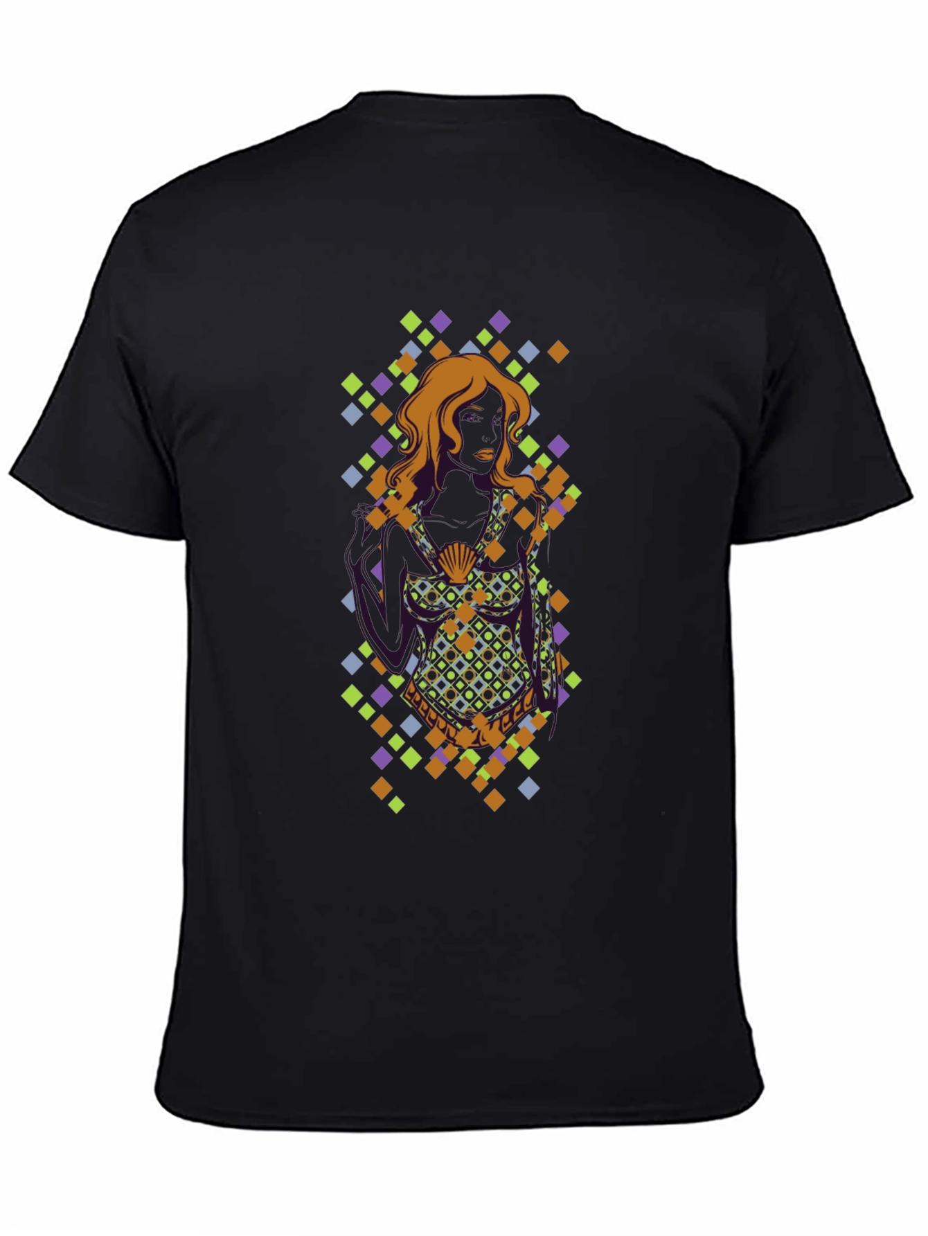 Camiseta Negra con Diseño Mujer y Diamantes