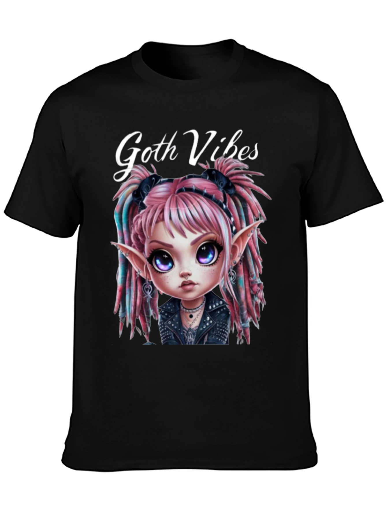 Camiseta Negra Goth Vibes Estilo Anime