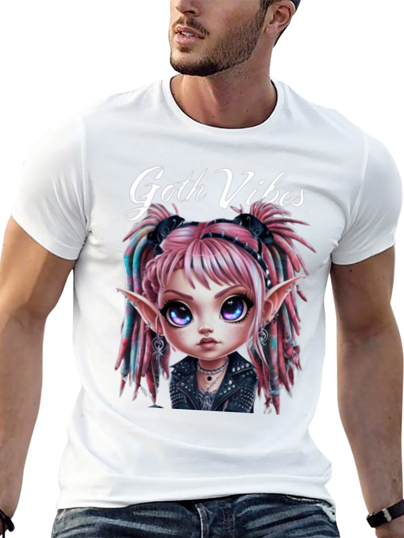 Camiseta Negra Goth Vibes Estilo Anime