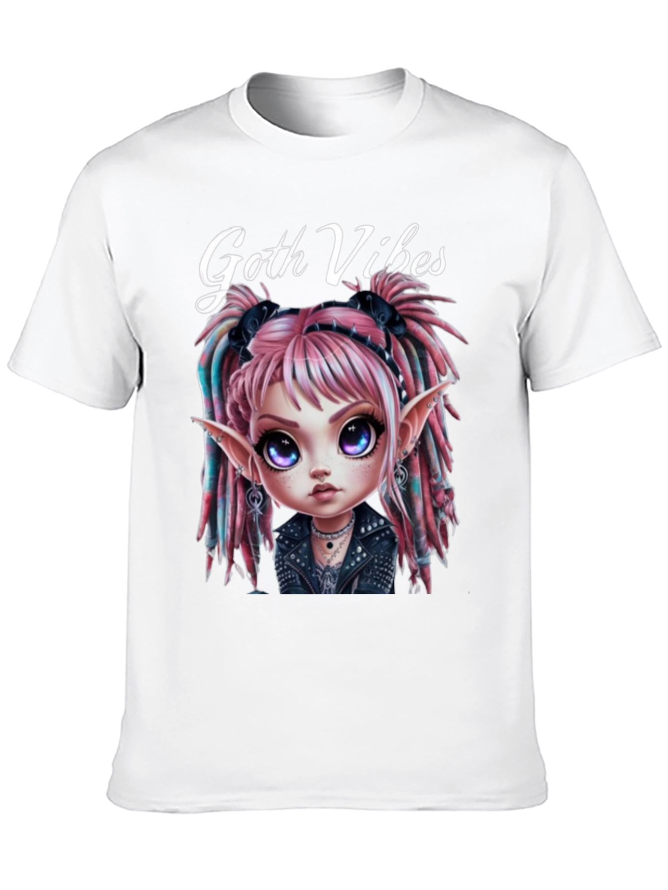 Camiseta Negra Goth Vibes Estilo Anime