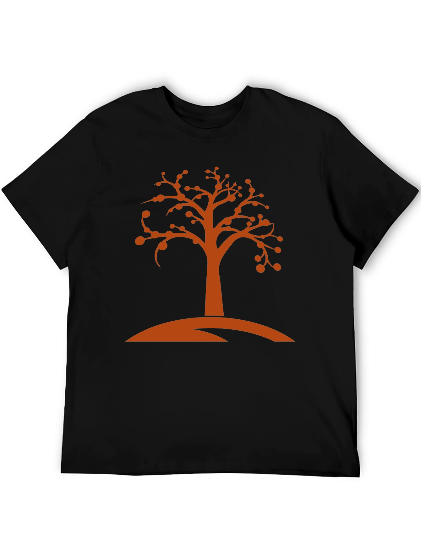 Camiseta Negra con Diseño de Árbol Naranja