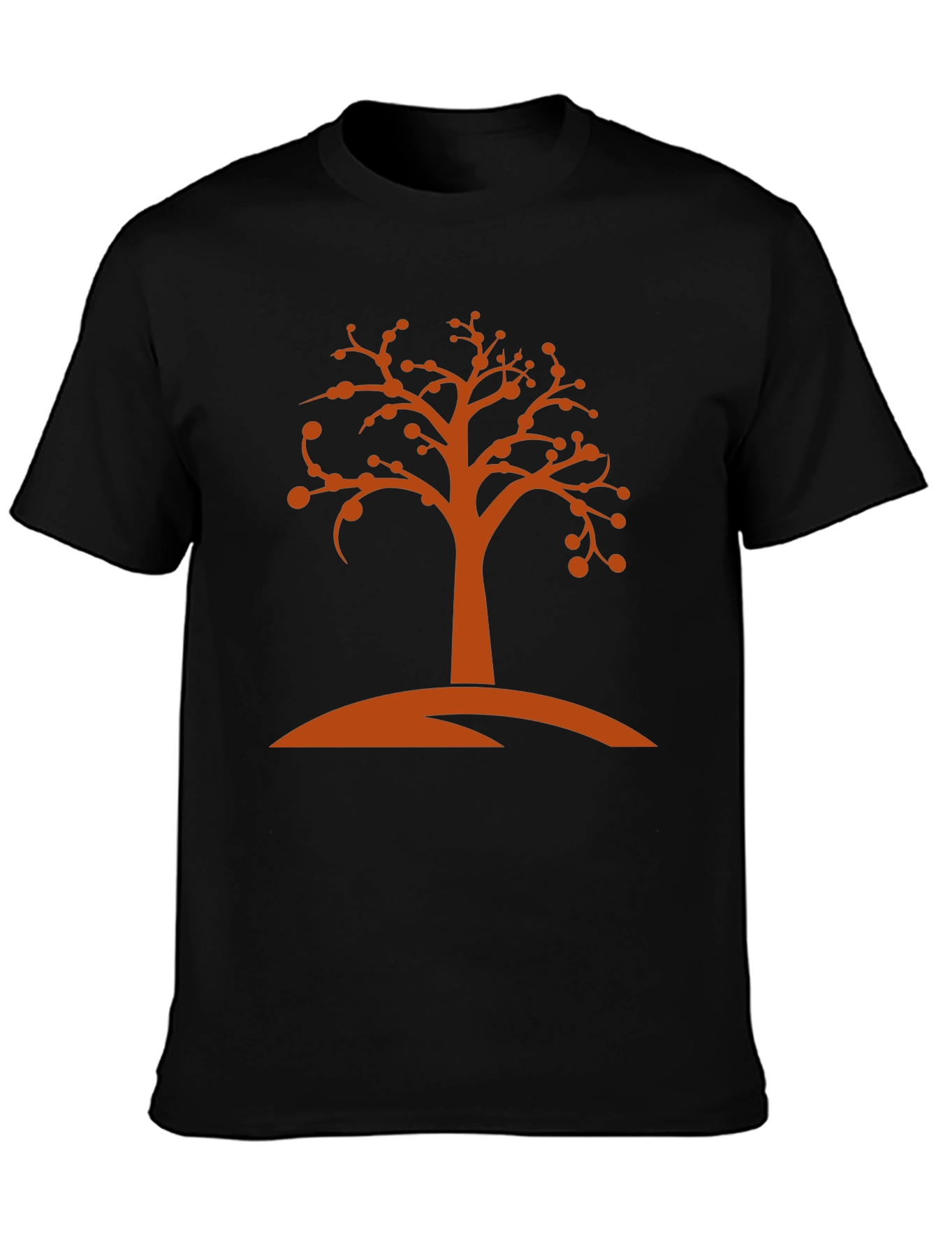 Camiseta Negra con Diseño de Árbol Naranja