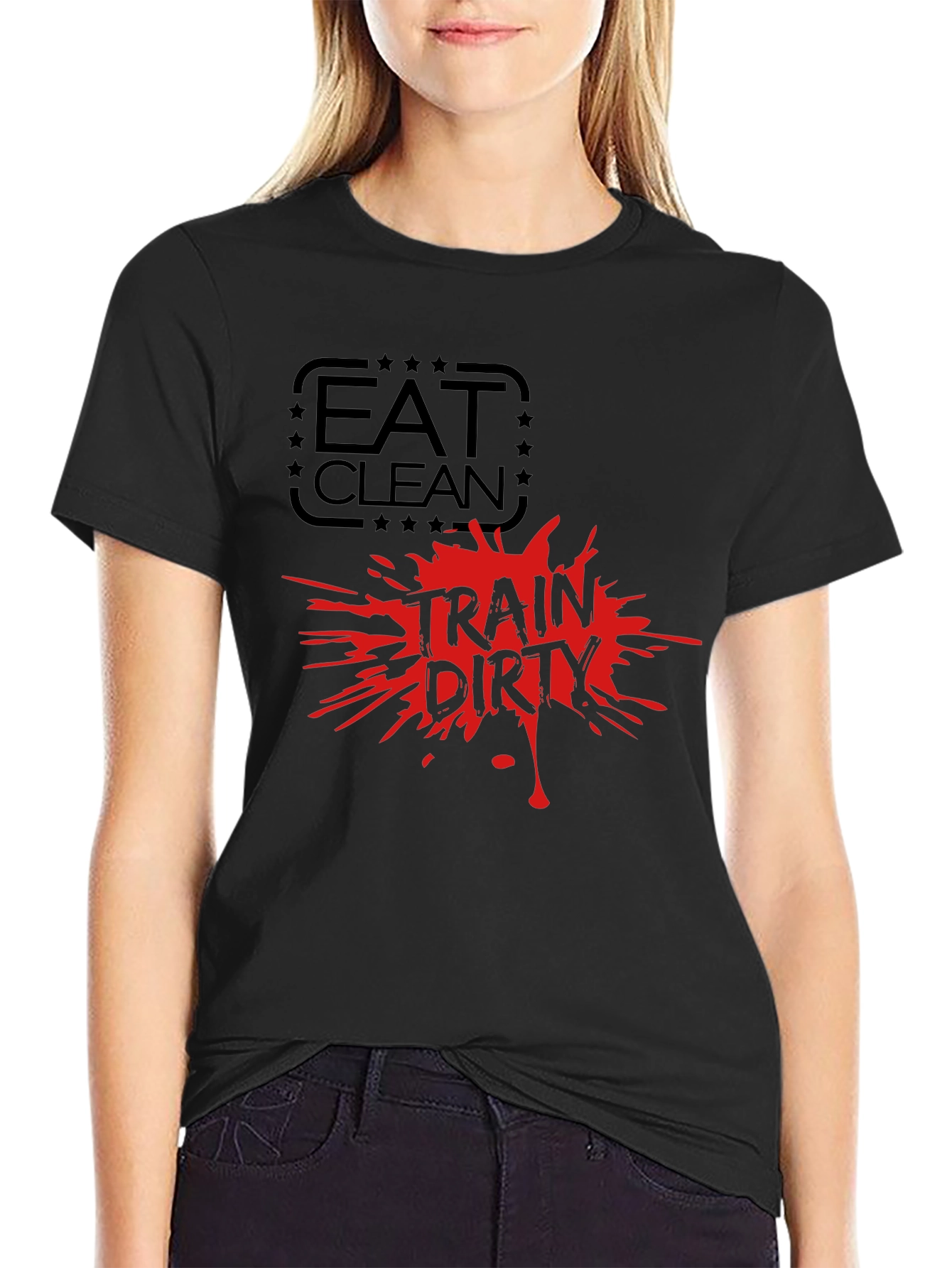 Camiseta Negra Hombre Eat Clean Train Dirty