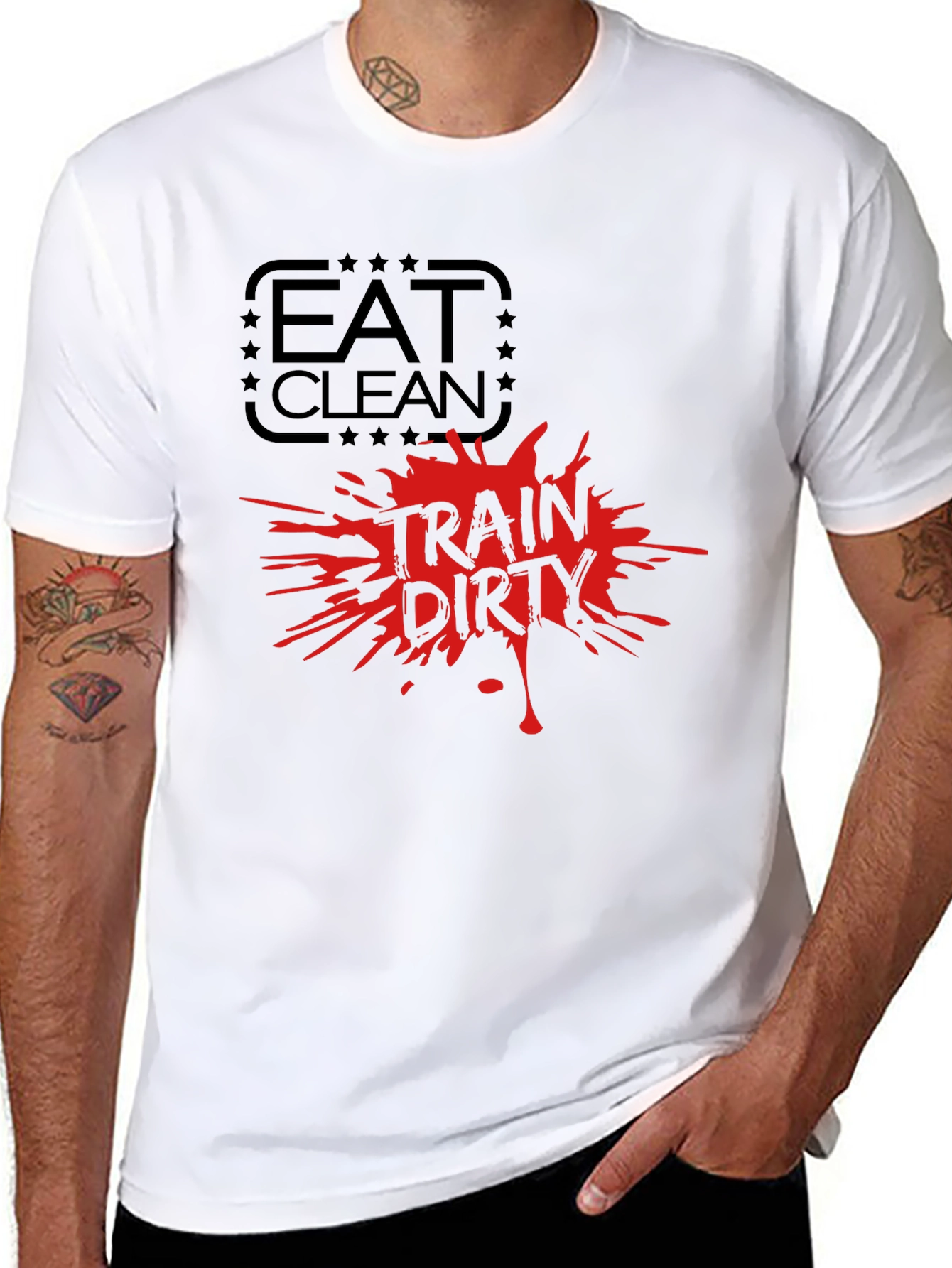 Camiseta Negra Hombre Eat Clean Train Dirty