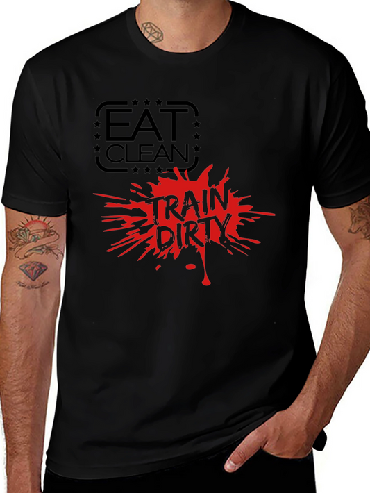 Camiseta Negra Hombre Eat Clean Train Dirty