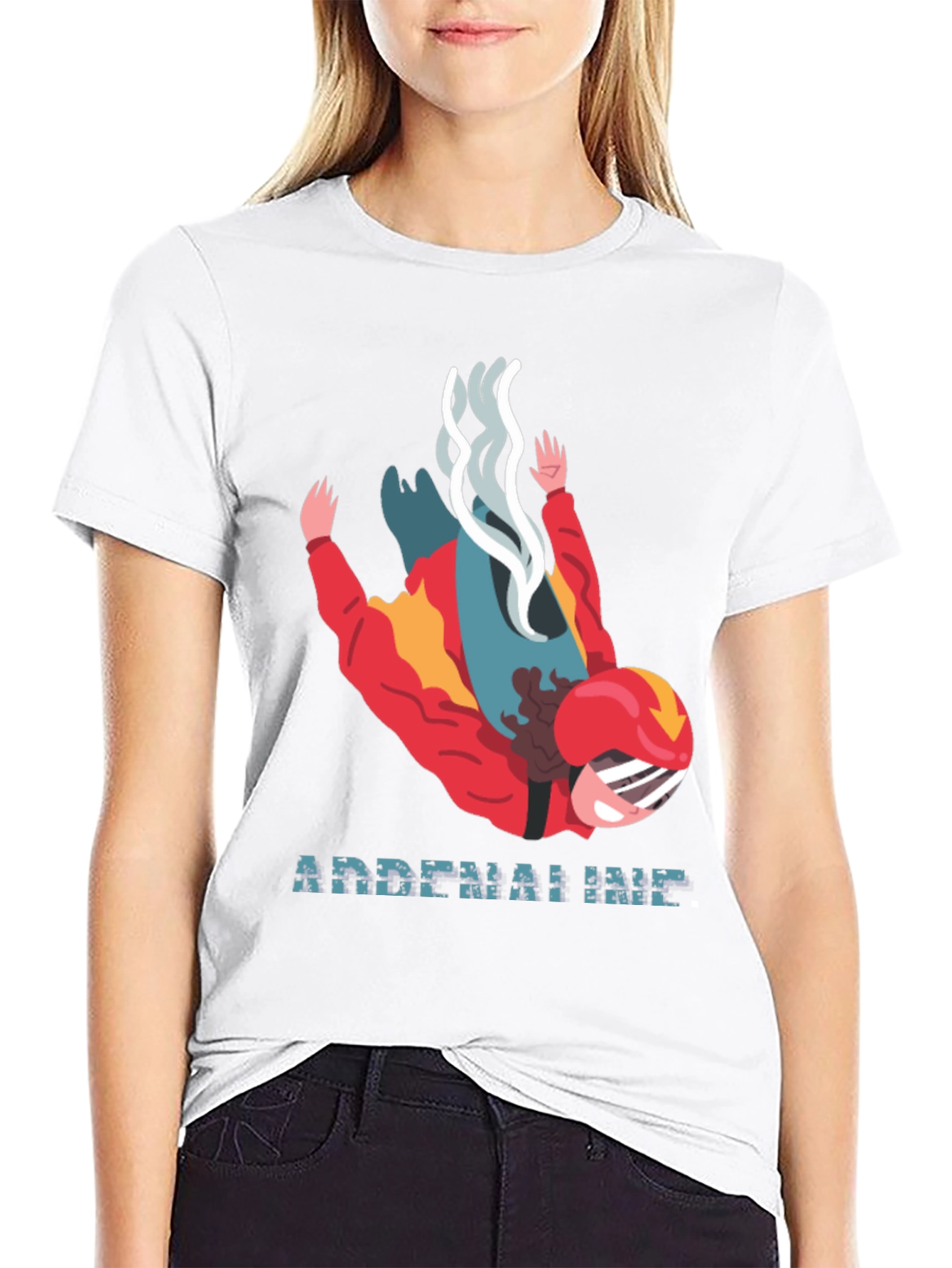 Camiseta Negra Adrenalina Paracaidismo