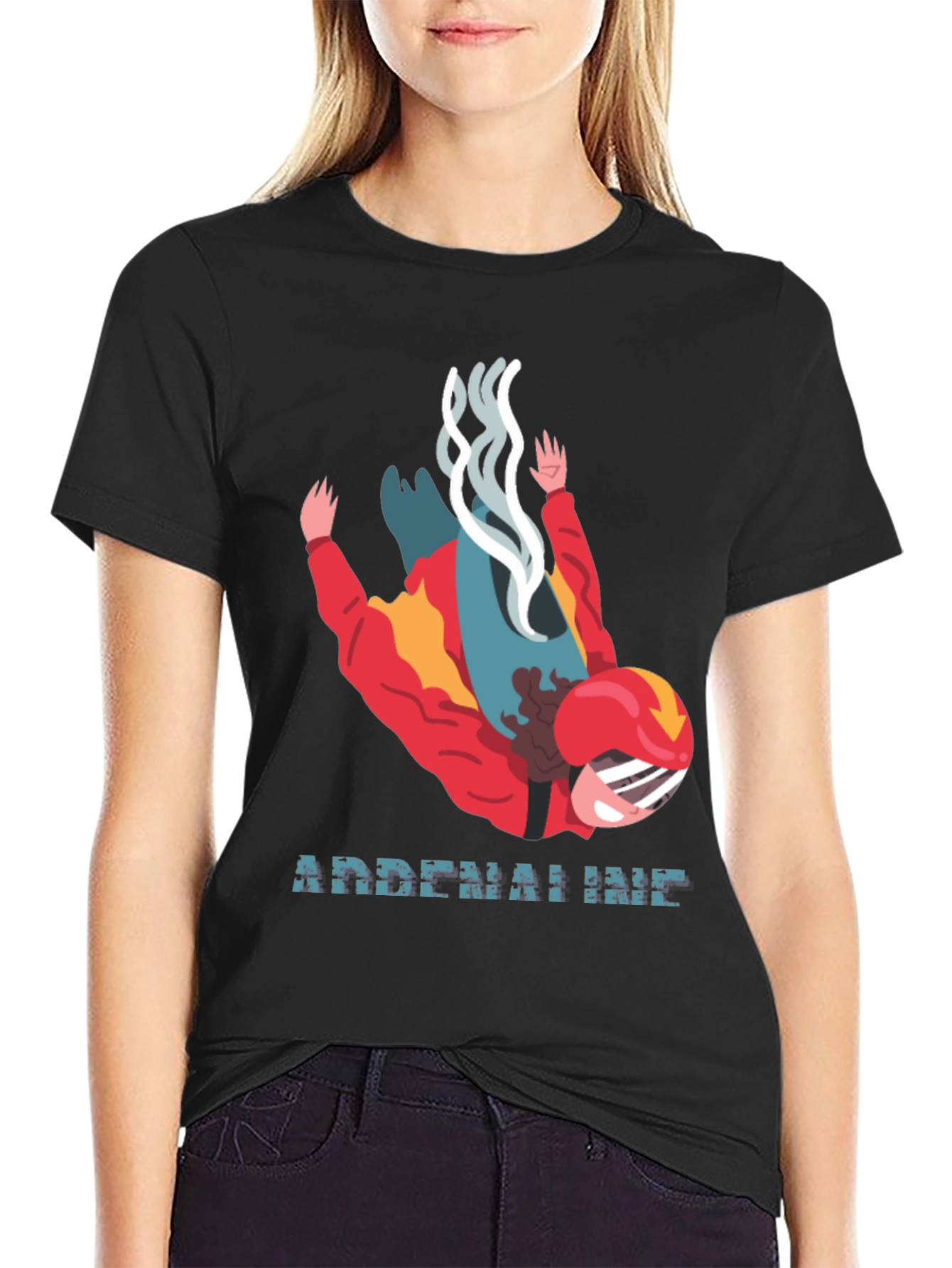 Camiseta Negra Adrenalina Paracaidismo